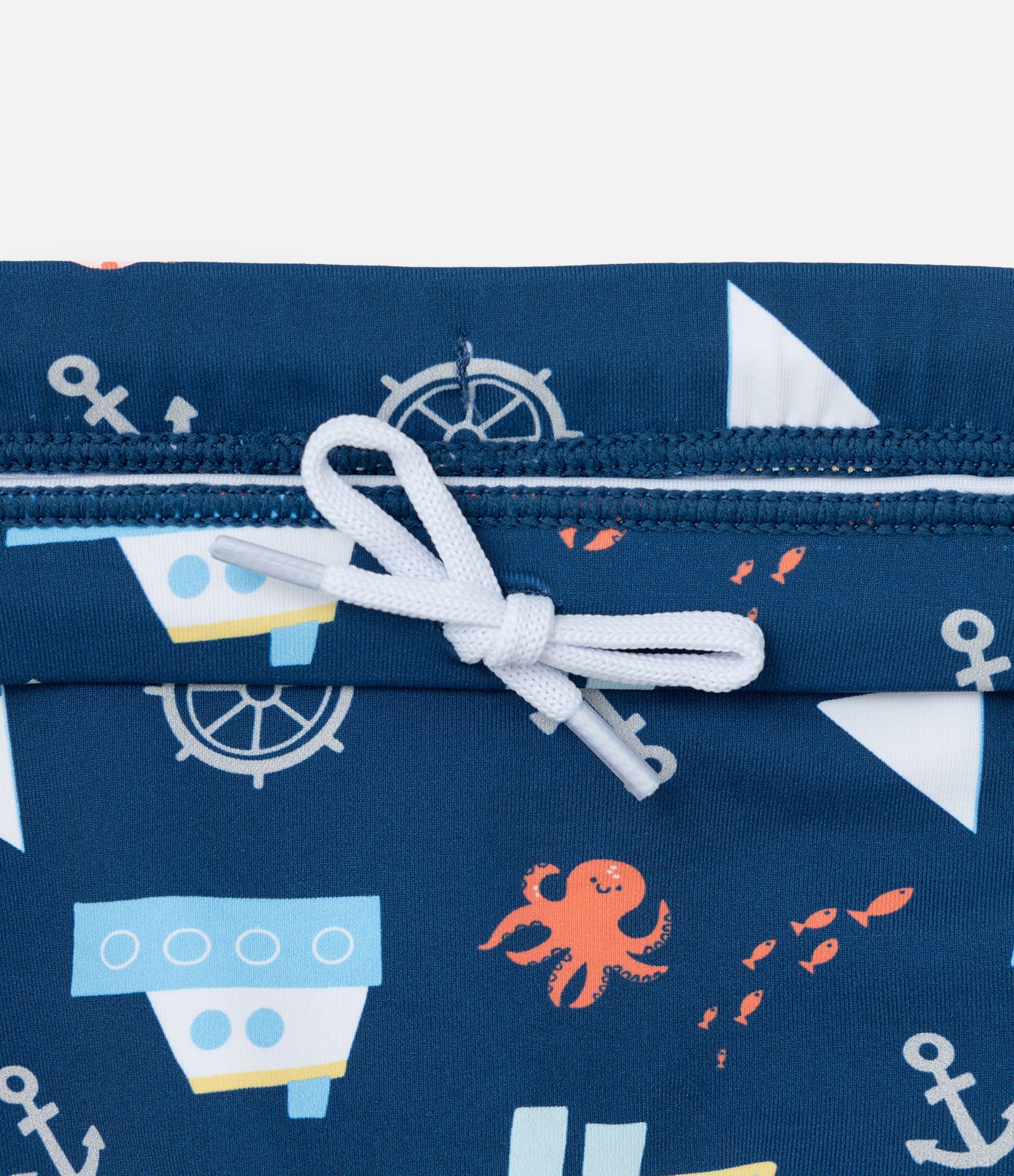 Conjunto Infantil com Proteção UV e Estampa Barco - Tam 1 a 4 Anos Azul 8