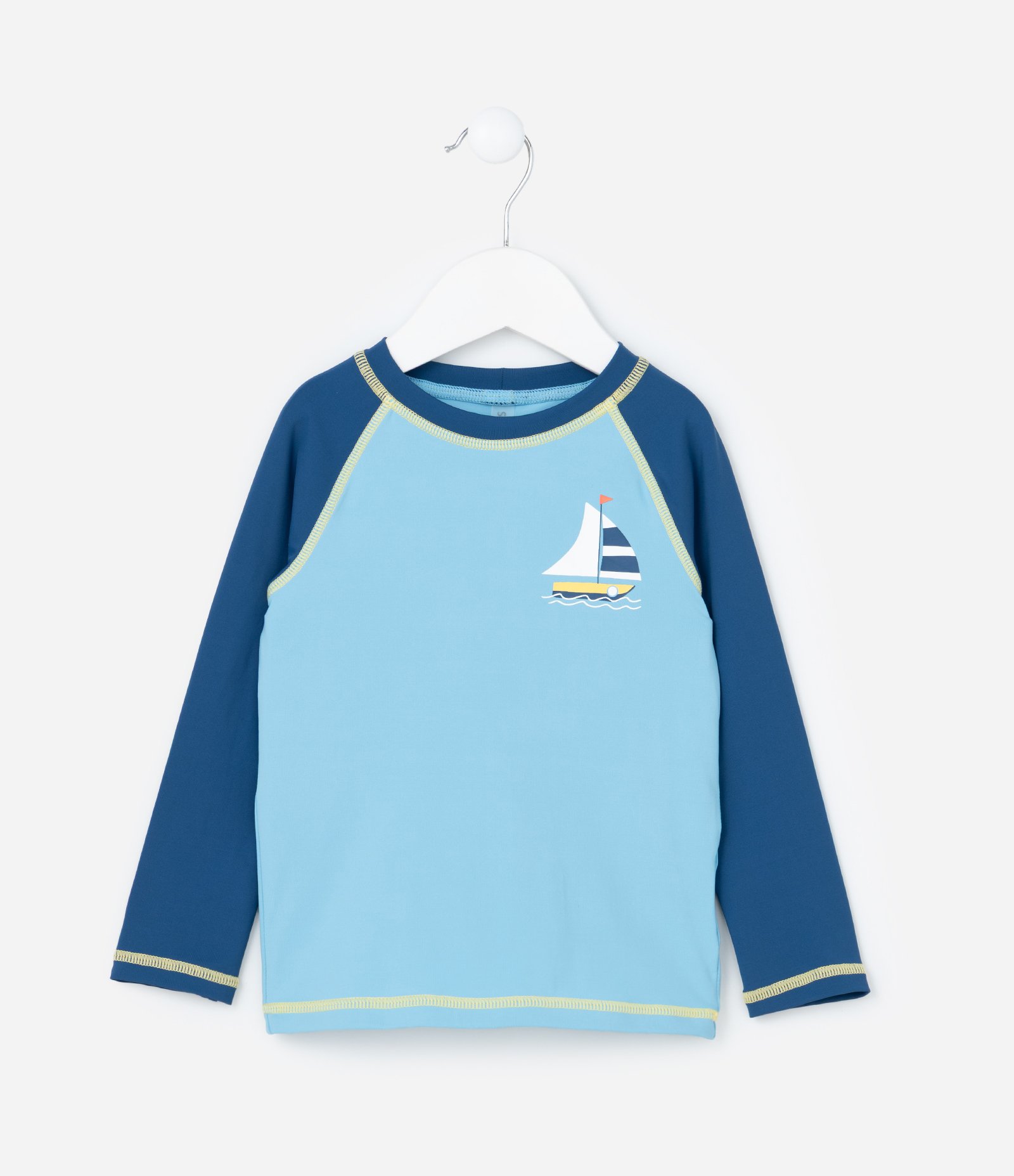 Conjunto Infantil com Proteção UV e Estampa Barco - Tam 1 a 4 Anos Azul 2