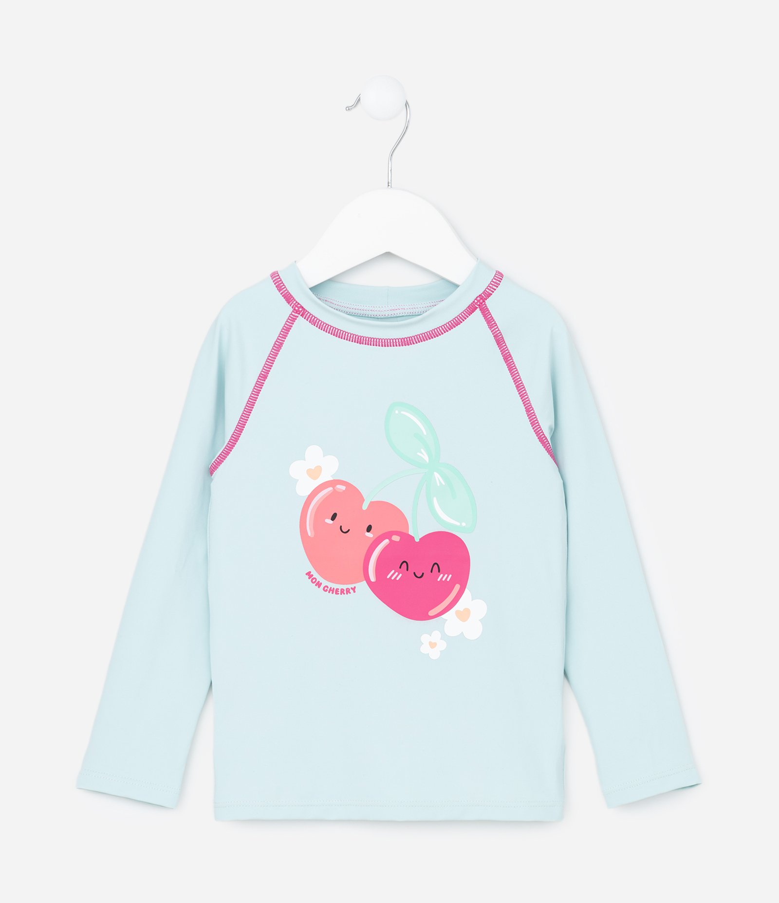 Conjunto Infantil com Proteção UV e Estampa Corações - Tam 1 a 4 Anos Azul/Rosa 2