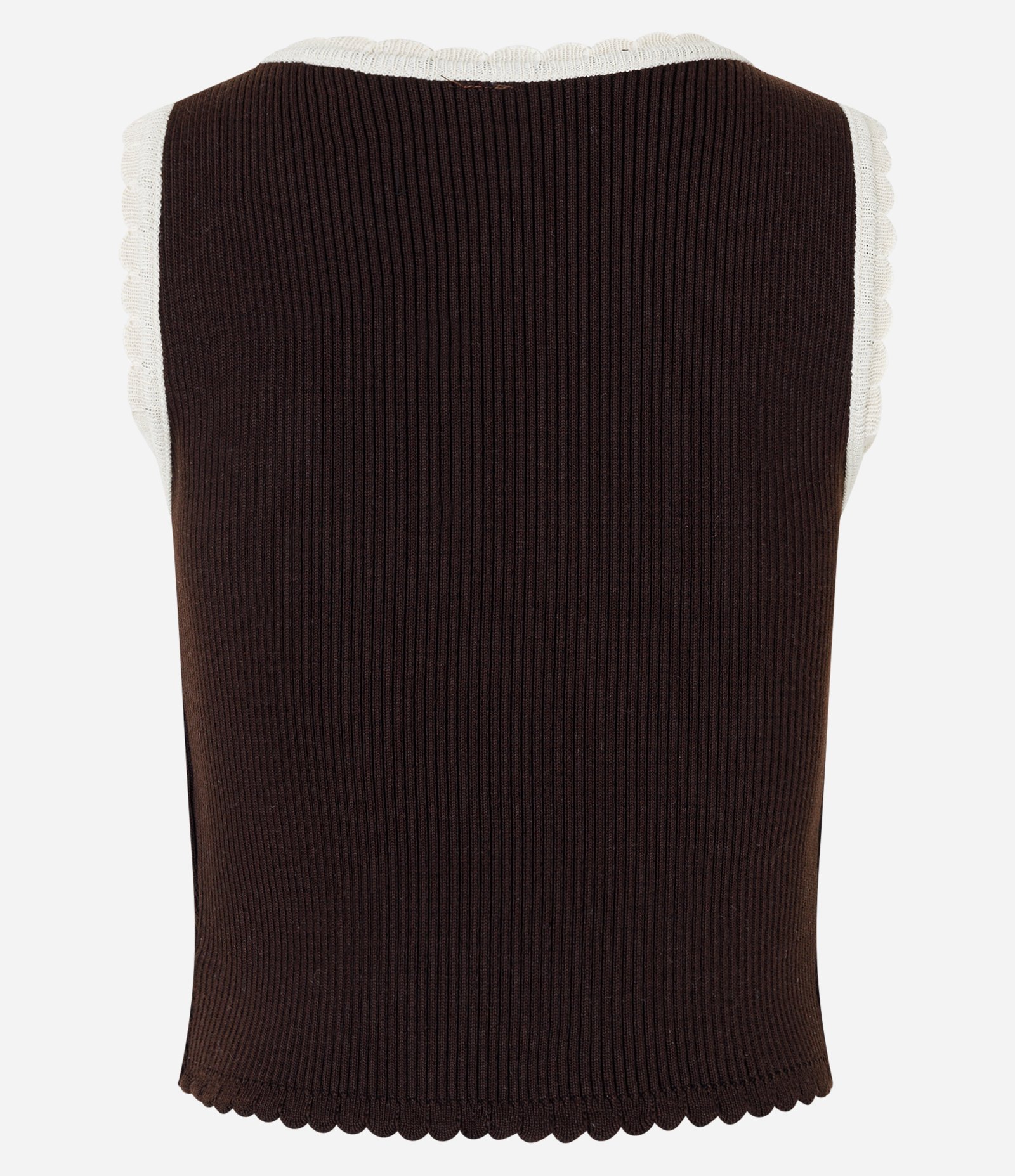 Blusa Regata Baby Look com Textura e Detalhe de Ondinhas nos Viés Marrom 6