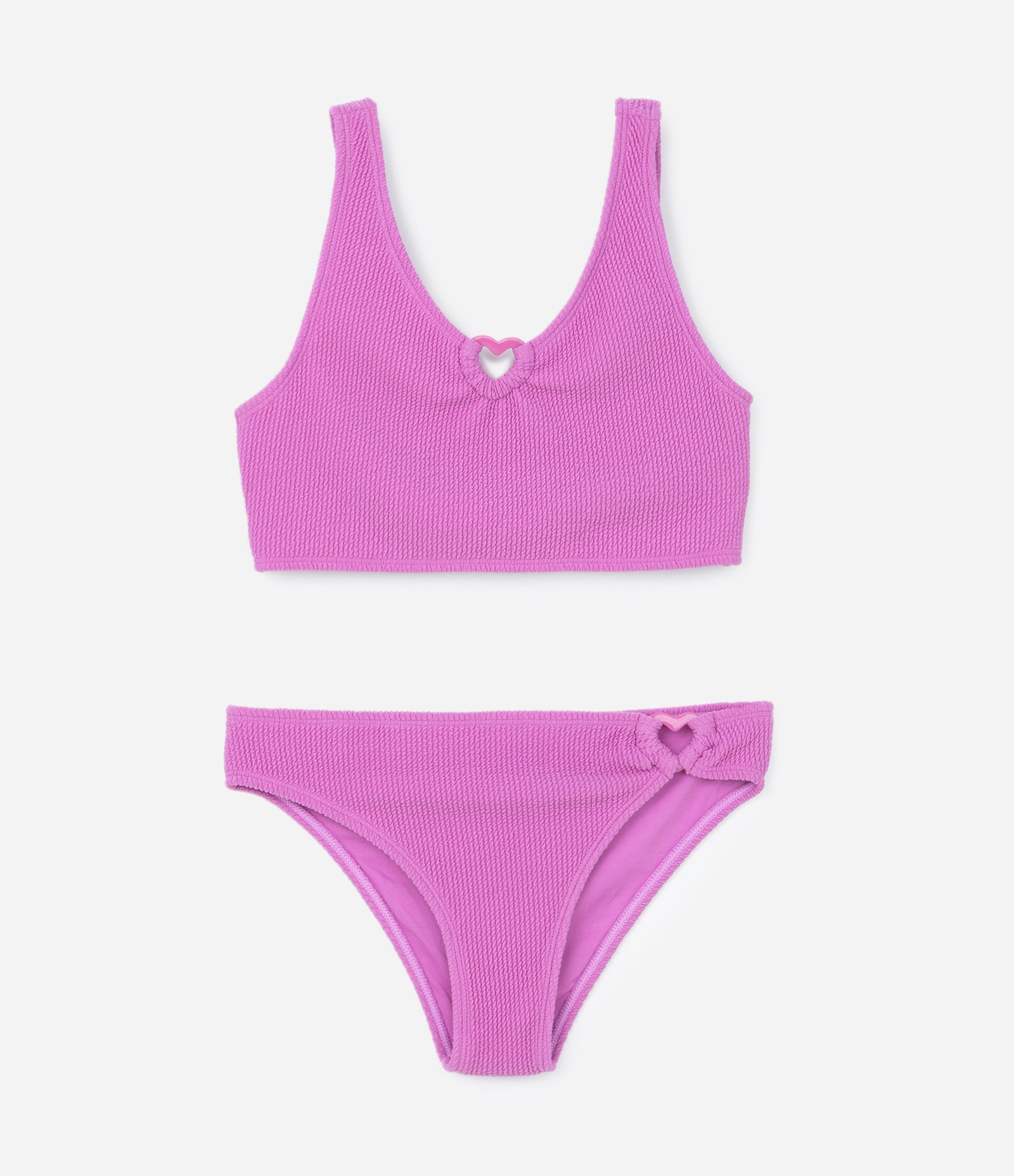 Biquíni Infantil com Proteção UV Texturizado - Tam 5 a 14 Anos Rosa 1