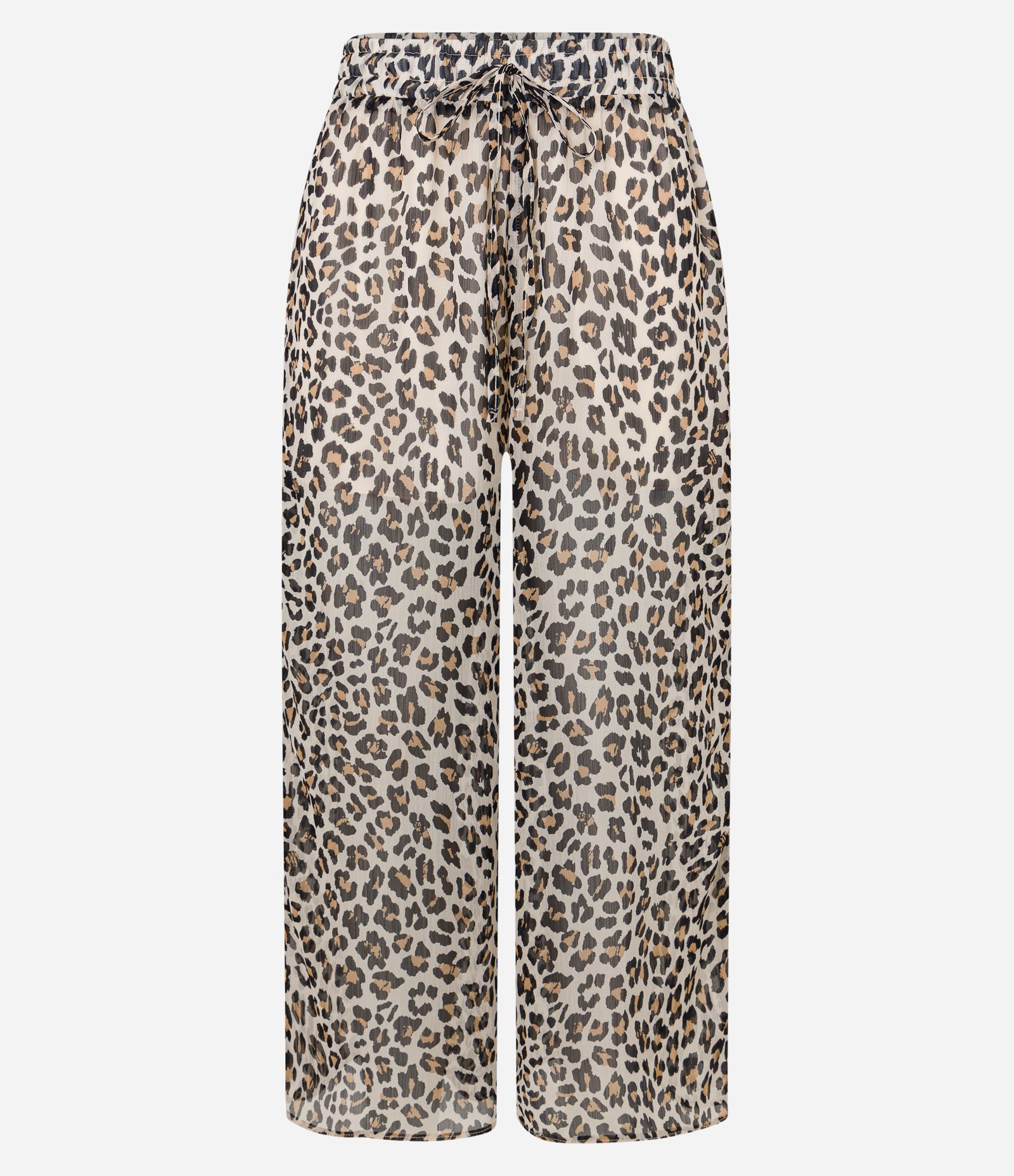 Calça em Chiffon Animal Print e Cós Elástico Marrom 5