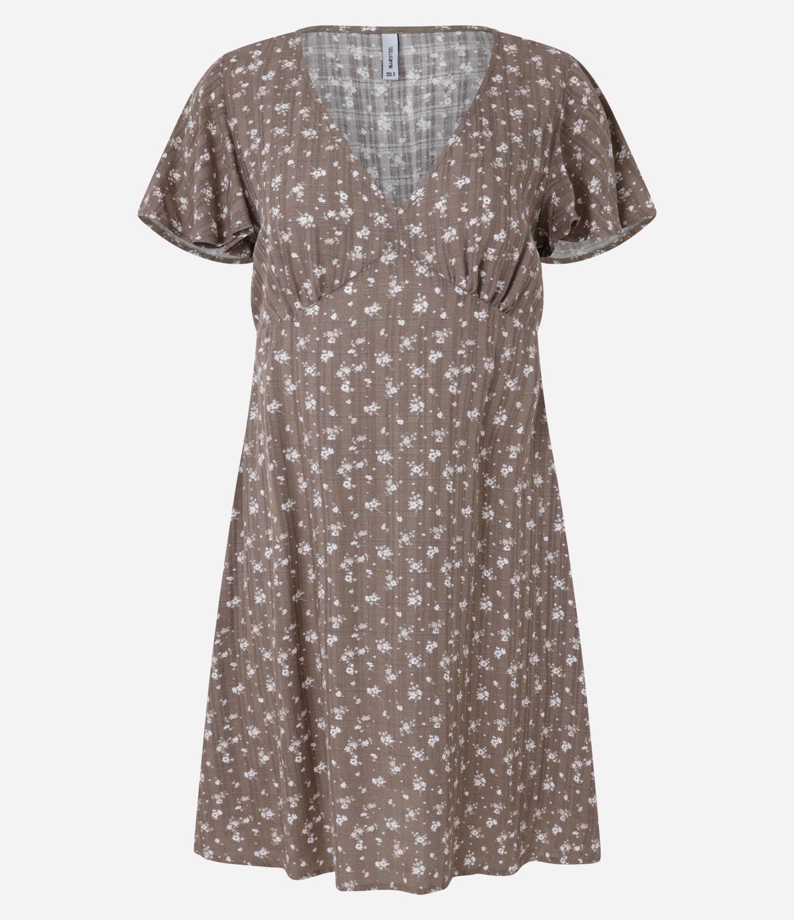 Vestido Curto com Manga Godê e Estampa Floral Liberty Marrom 4