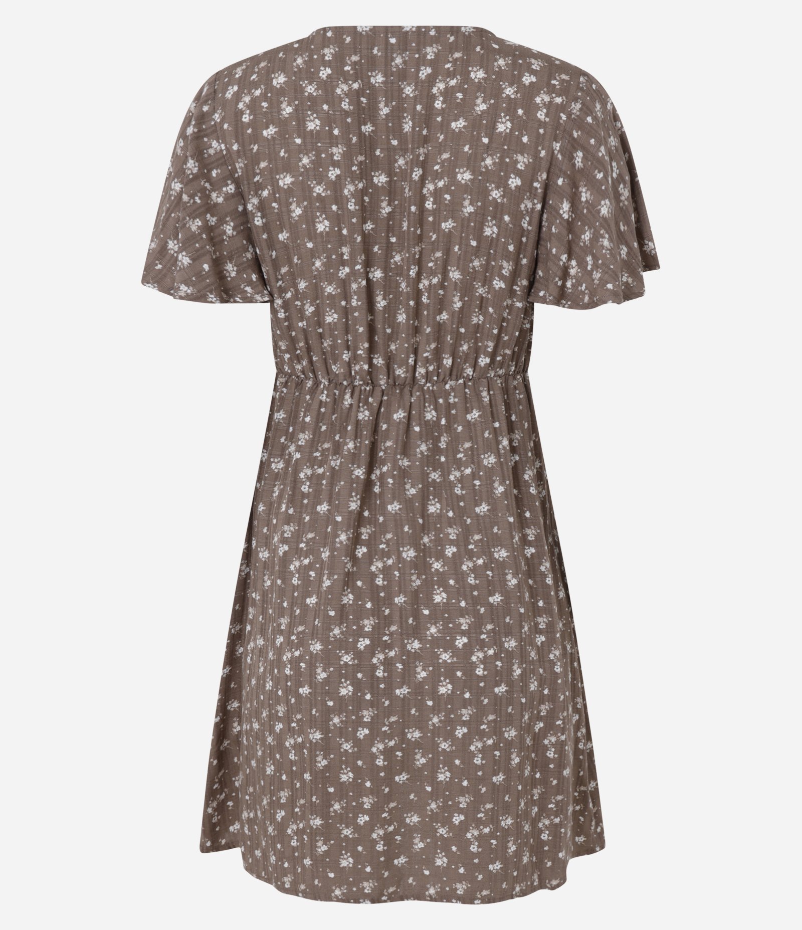 Vestido Curto com Manga Godê e Estampa Floral Liberty Marrom 6