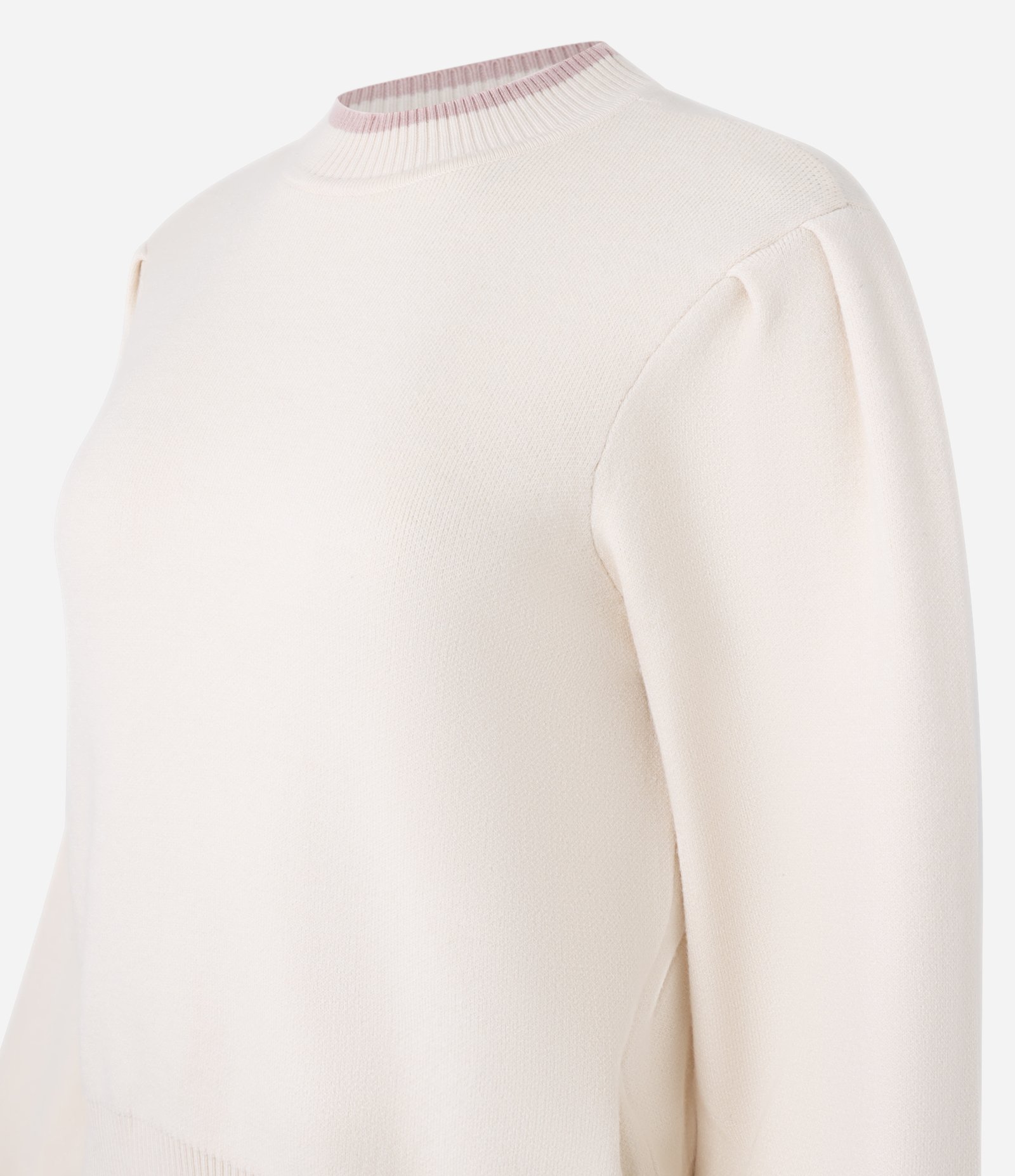 Suéter em Tricô com Friso Contrastante e Manga Bufante Rosa 6