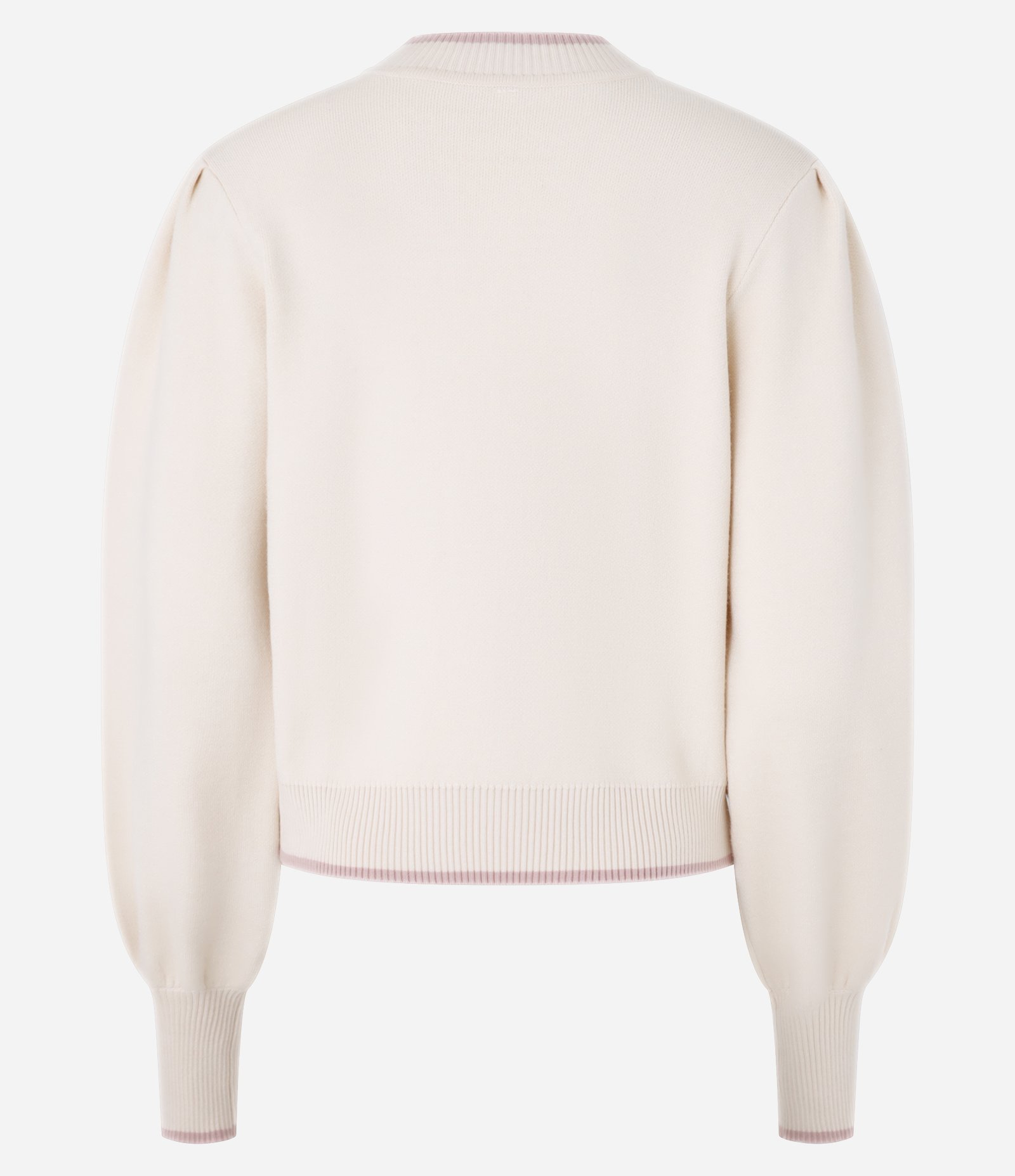 Suéter em Tricô com Friso Contrastante e Manga Bufante Rosa 7