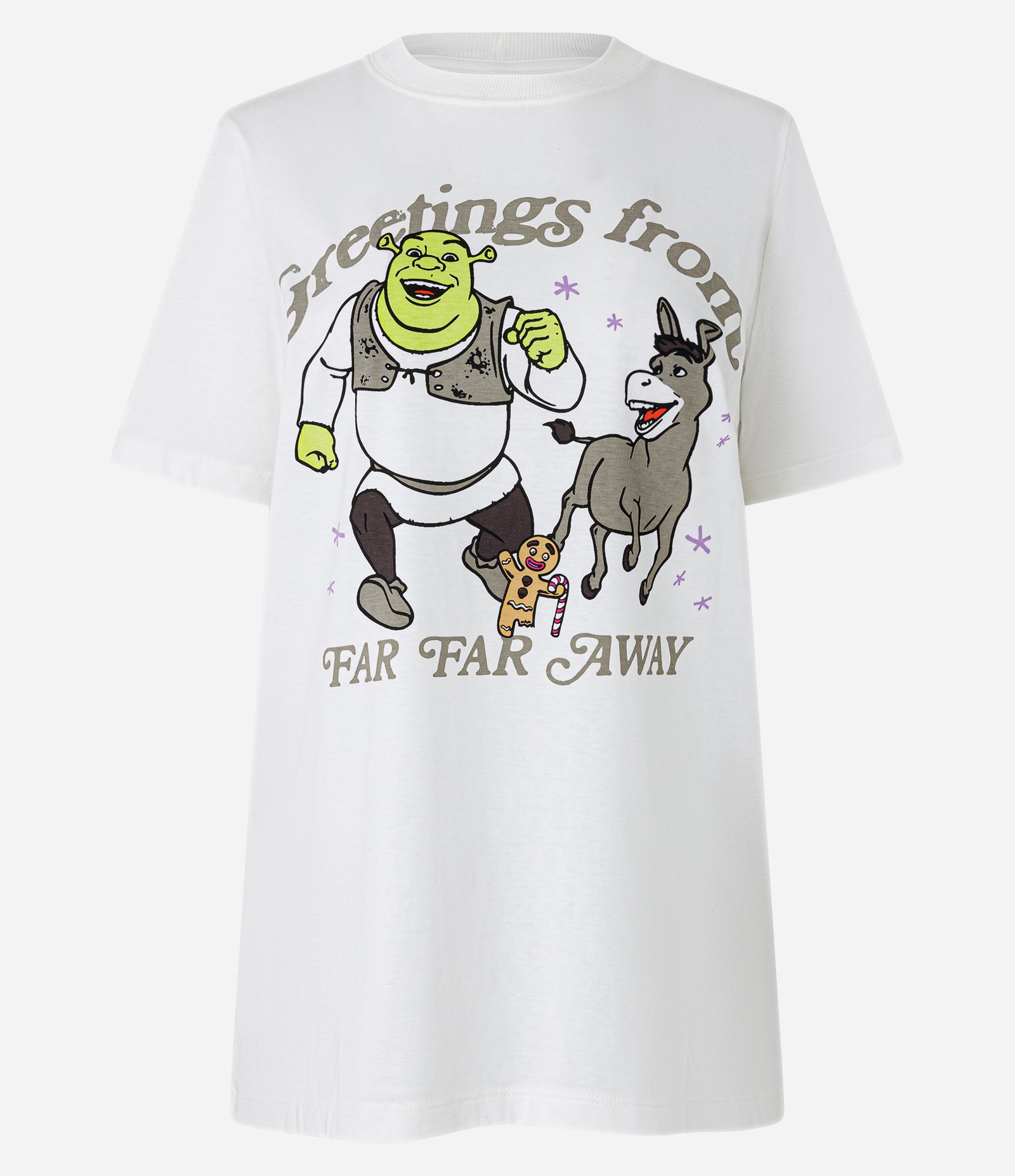 Camiseta Alongada em Algodão com Estampa Shrek Far Far Away Branco 4