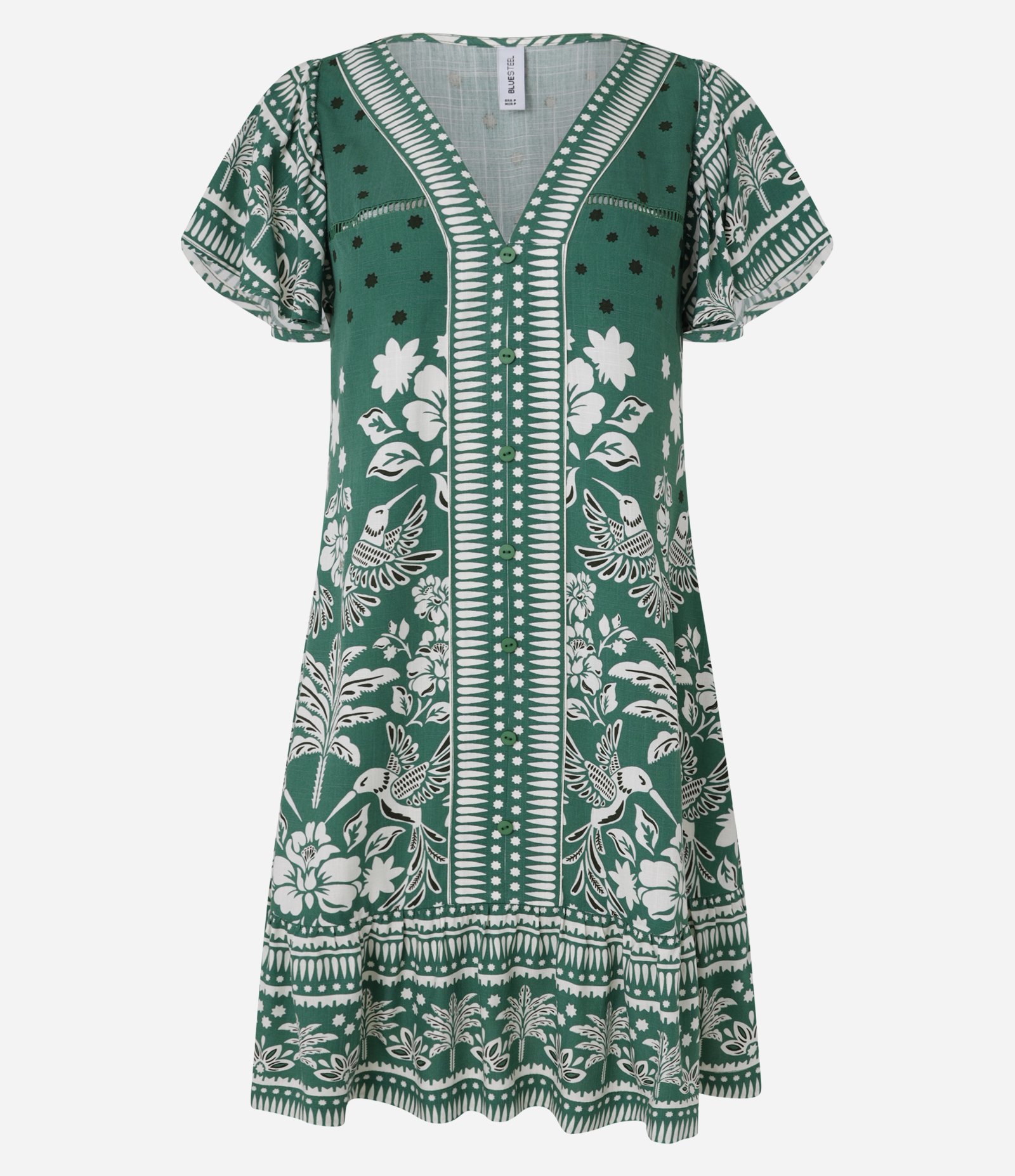 Vestido Curto em Viscose com Estampa Floral Verde 5