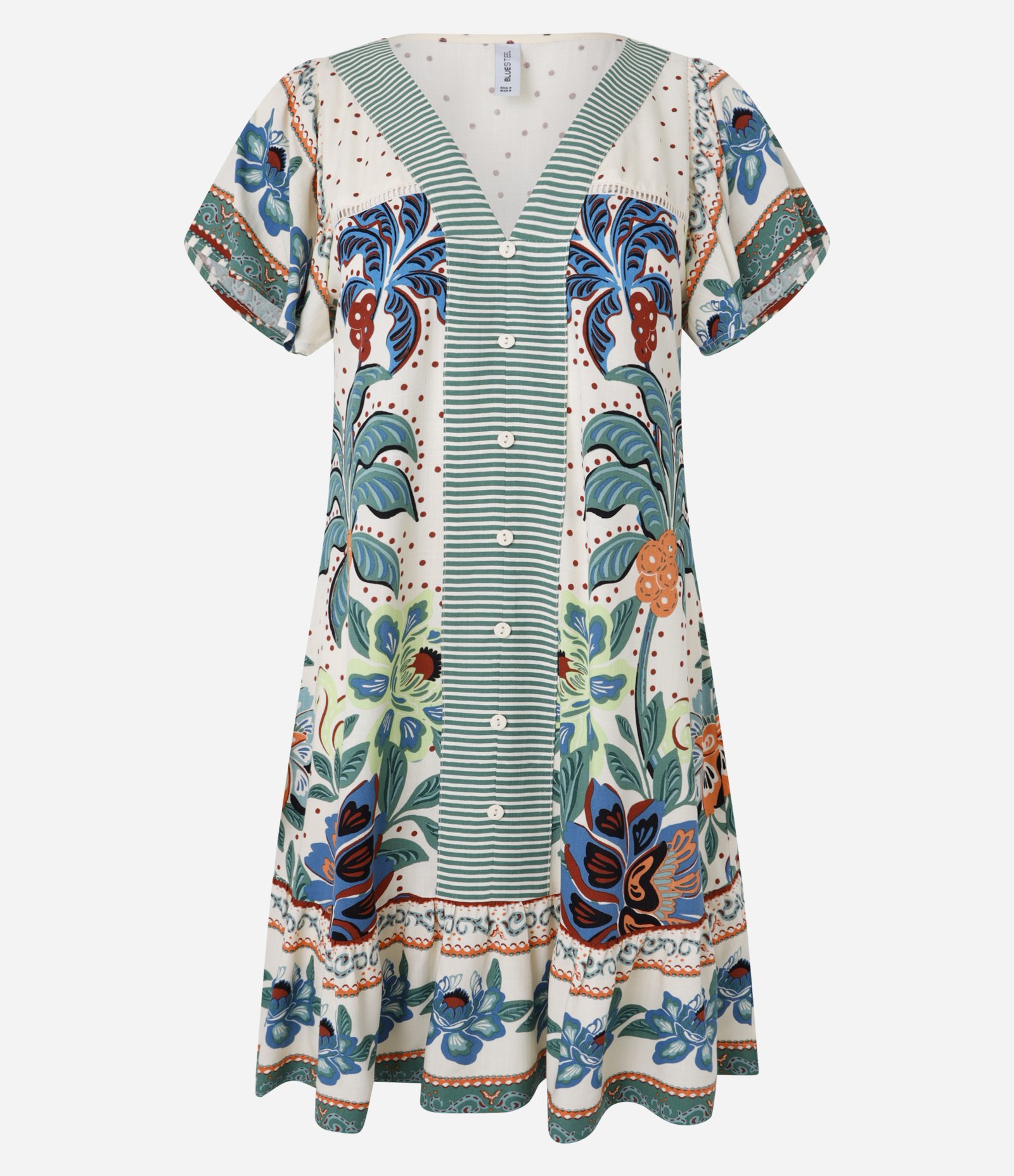 Vestido Curto em Viscose com Estampa Tropical Multicores 6