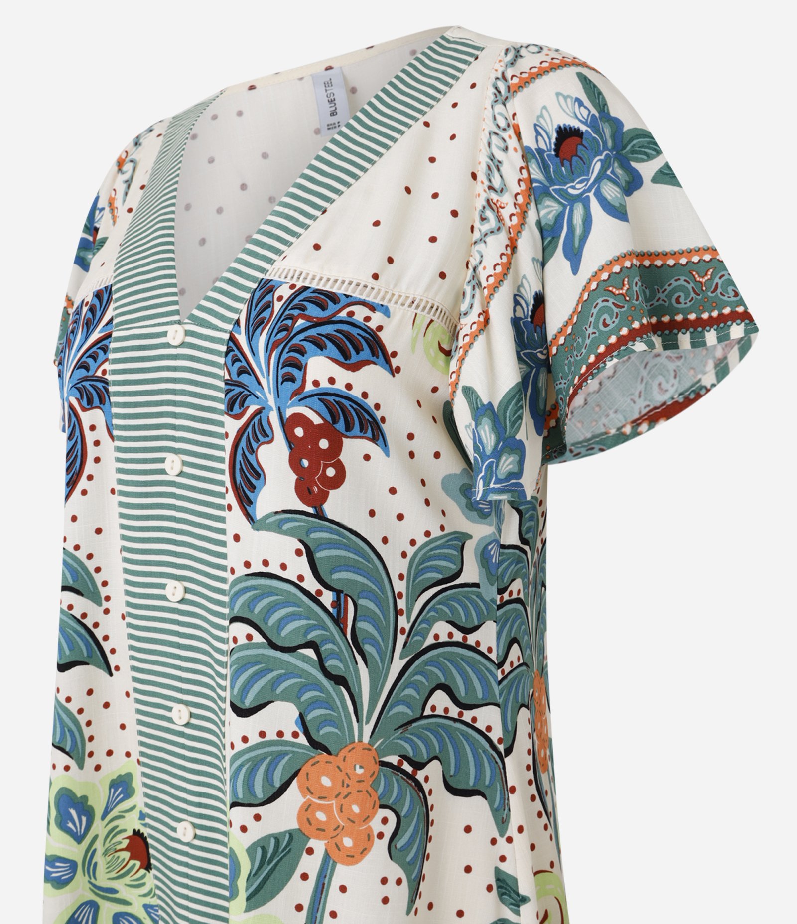 Vestido Curto em Viscose com Estampa Tropical Multicores 7