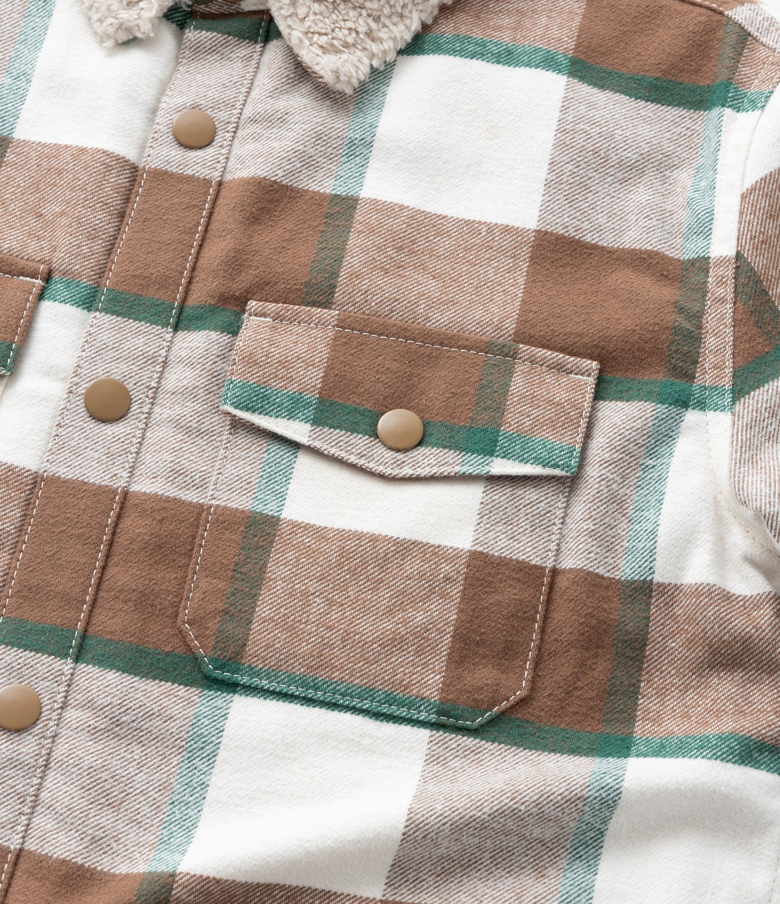 Camisa Infantil Xadrez com Forro em Sherpa - Tam 5 a 14 Anos Marrom 4