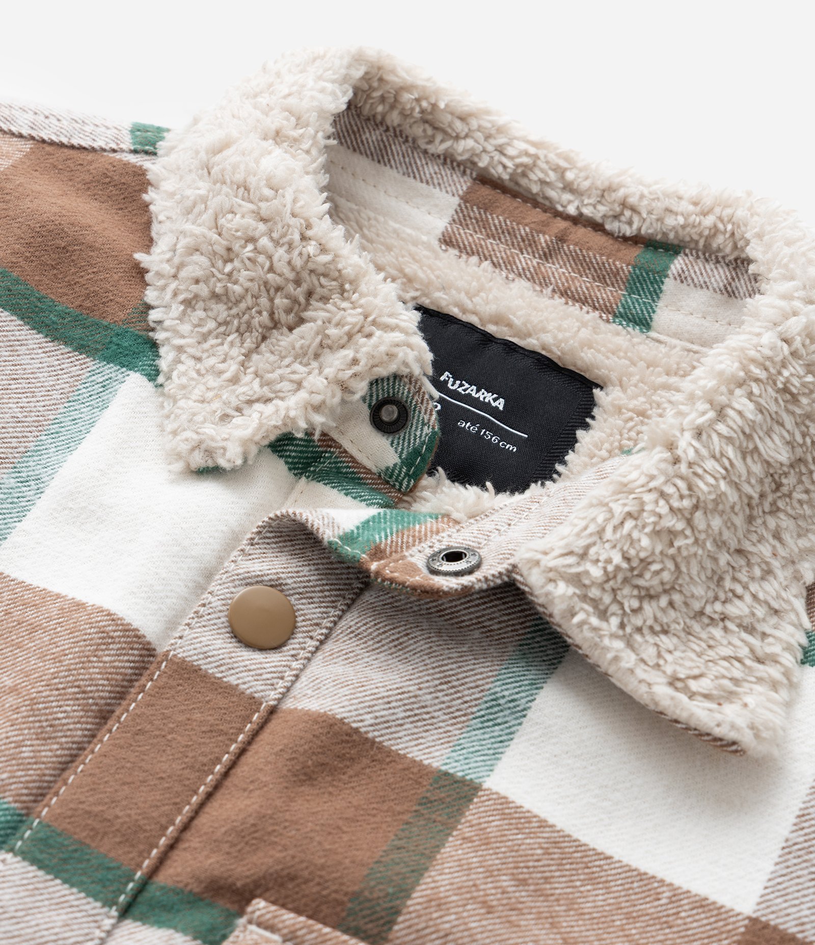 Camisa Infantil Xadrez com Forro em Sherpa - Tam 5 a 14 Anos Marrom 6