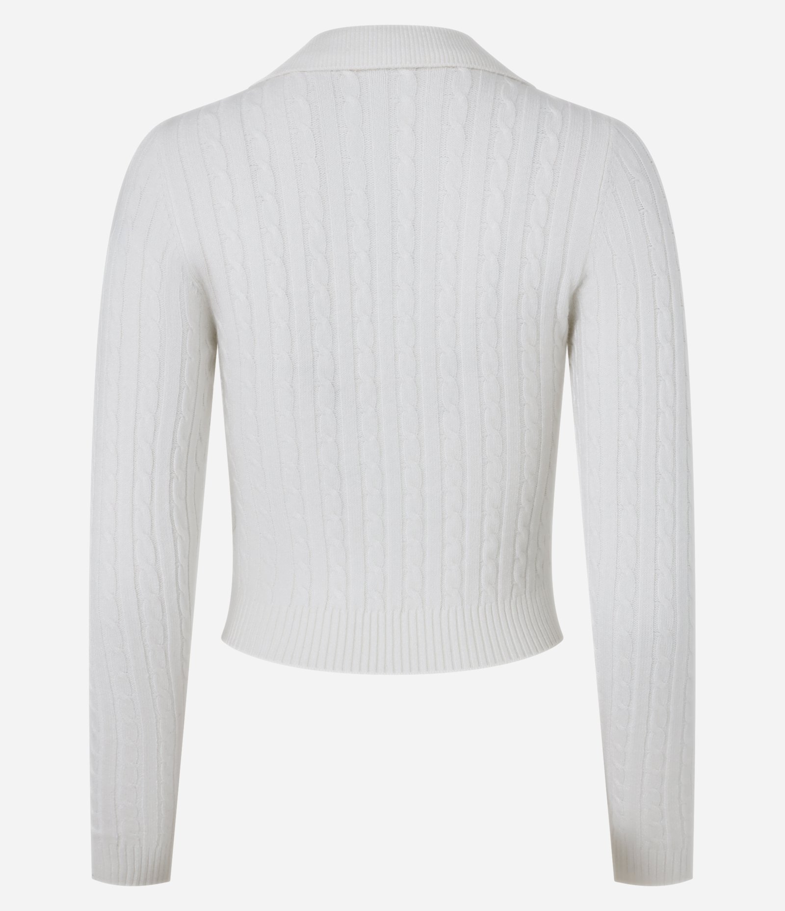 Blusa em Tricô com Textura Trançada e Gola Polo Branco 7