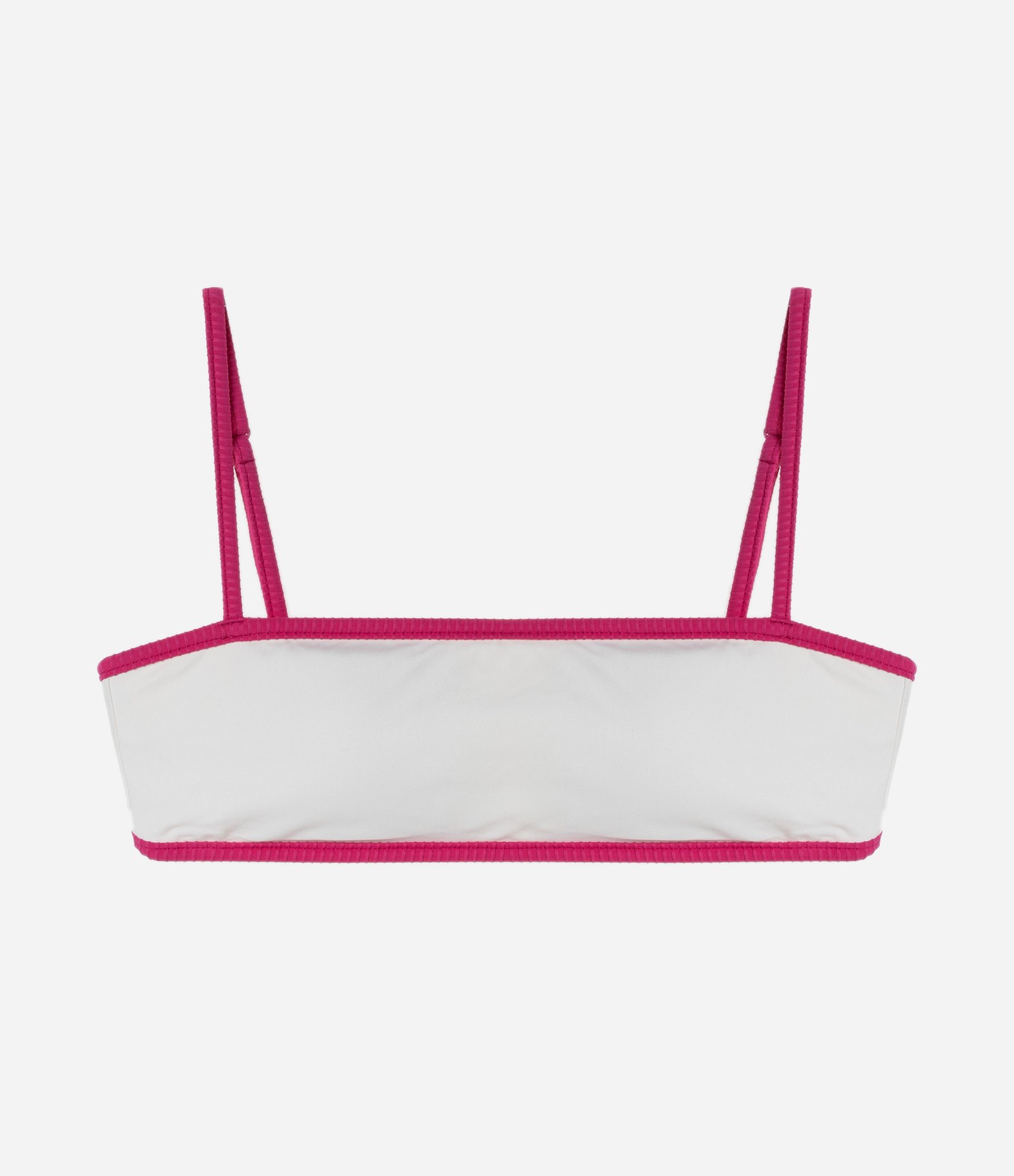 Biquini Top Bandeau em Microfibra com Viés Contrastante Branco/Rosa 5