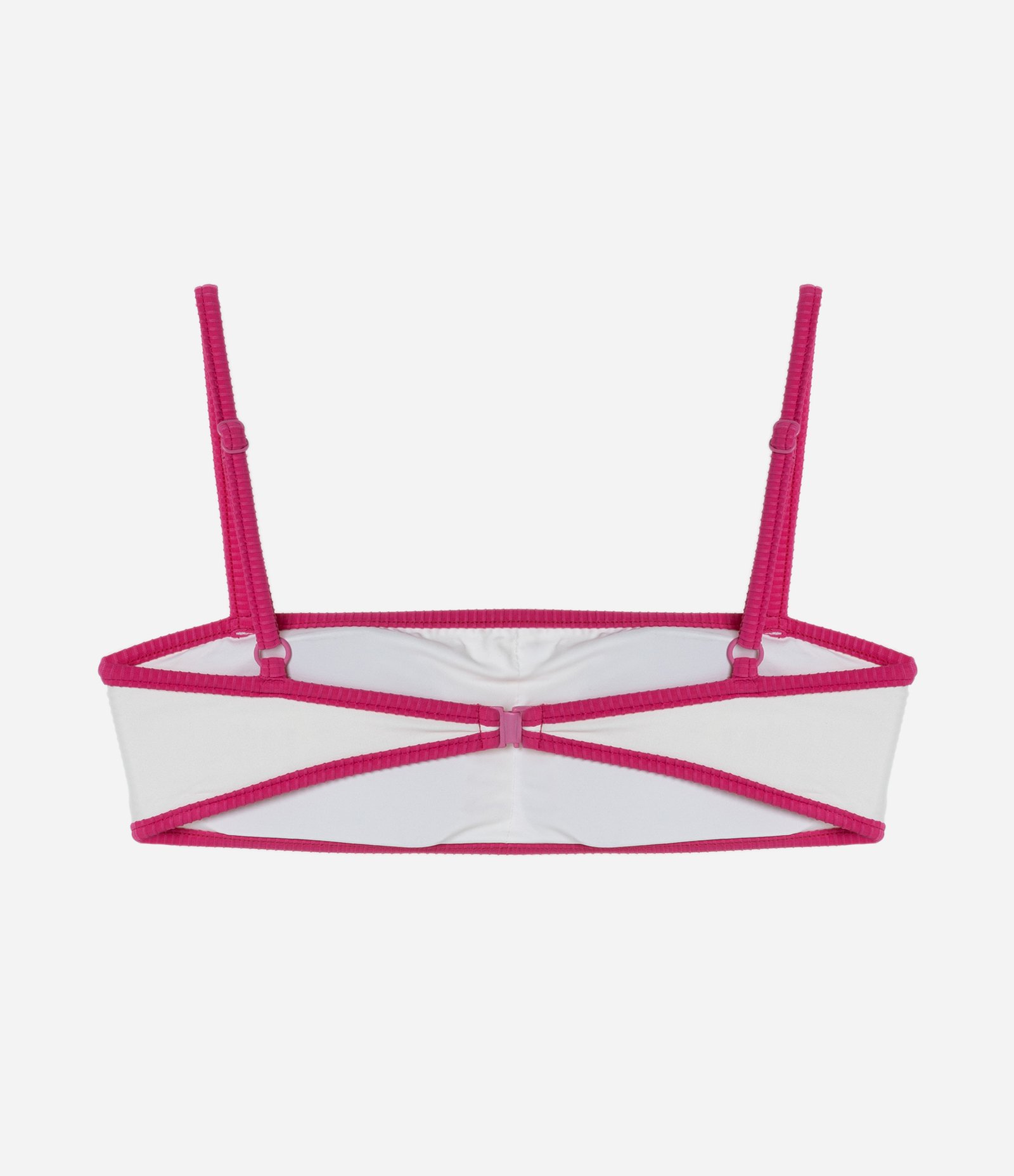 Biquini Top Bandeau em Microfibra com Viés Contrastante Branco/Rosa 6