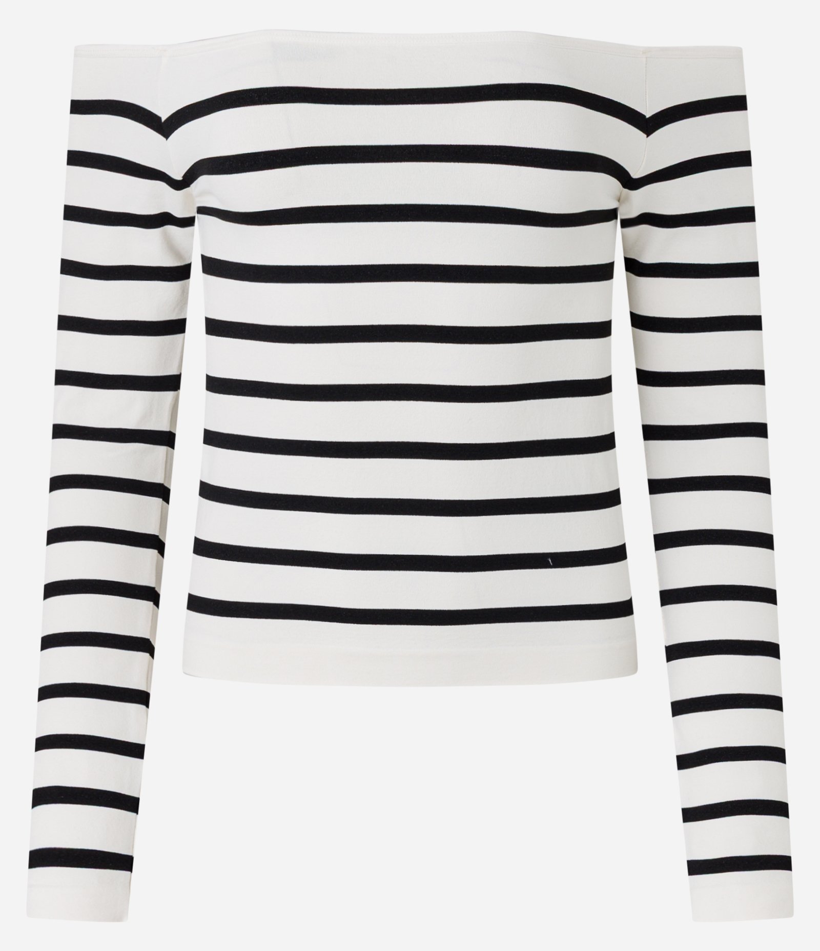 Blusa em Poliamida Seamless Listrada e com Decote Ombro a Ombro Branco 4