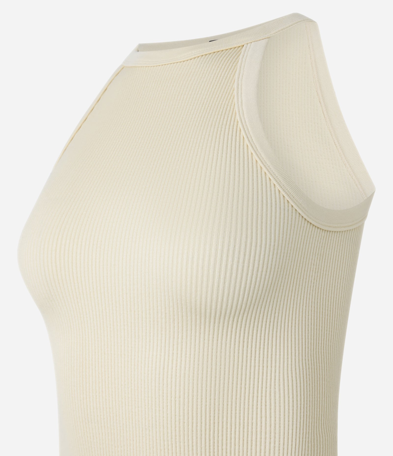 Blusa Básica com Decote Halter com Textura e Sem Costura Amarelo 4