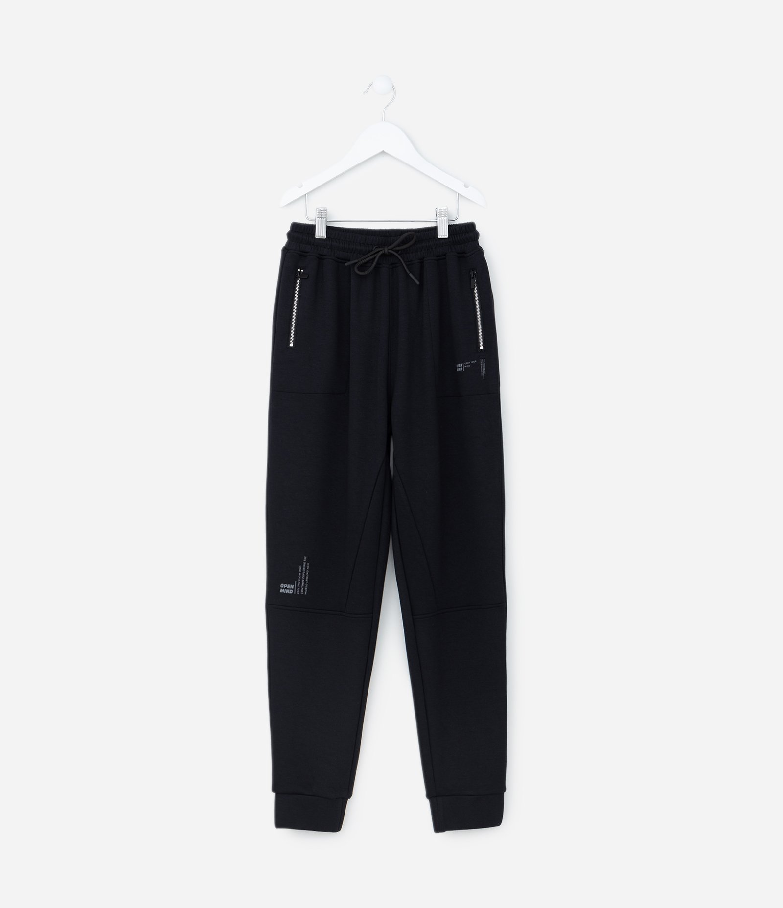 Calça Infantil em Moletom com Recortes e Zíper - Tam 5 a 14 Anos Preto 1