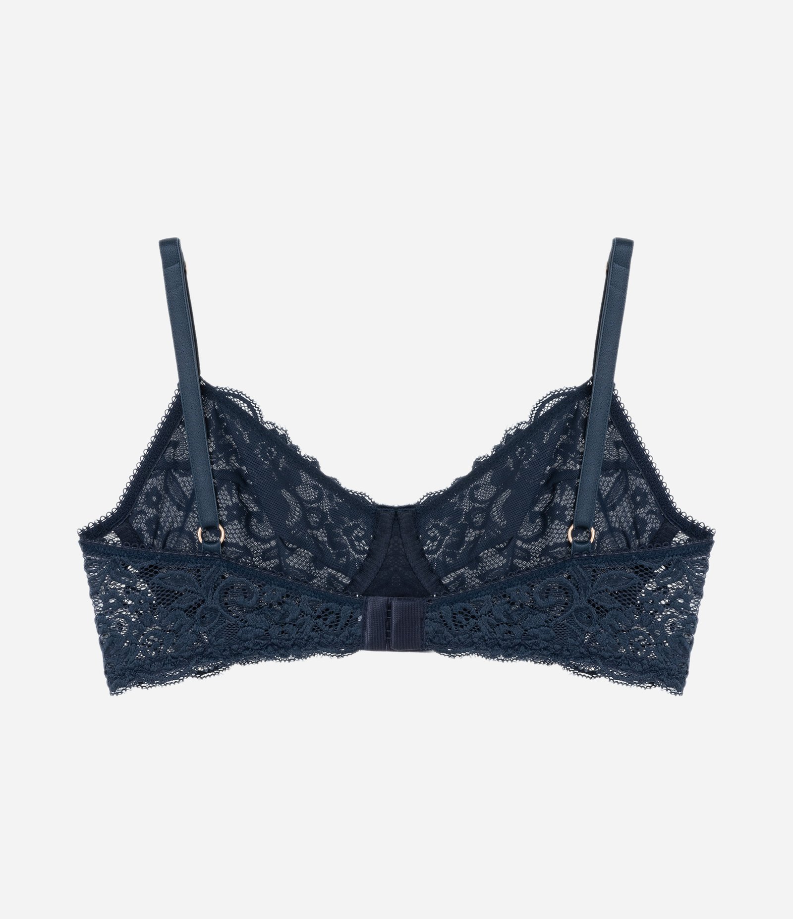 Sutiã Sem Bojo e Com Aro em Renda Floral Azul Marinho 6