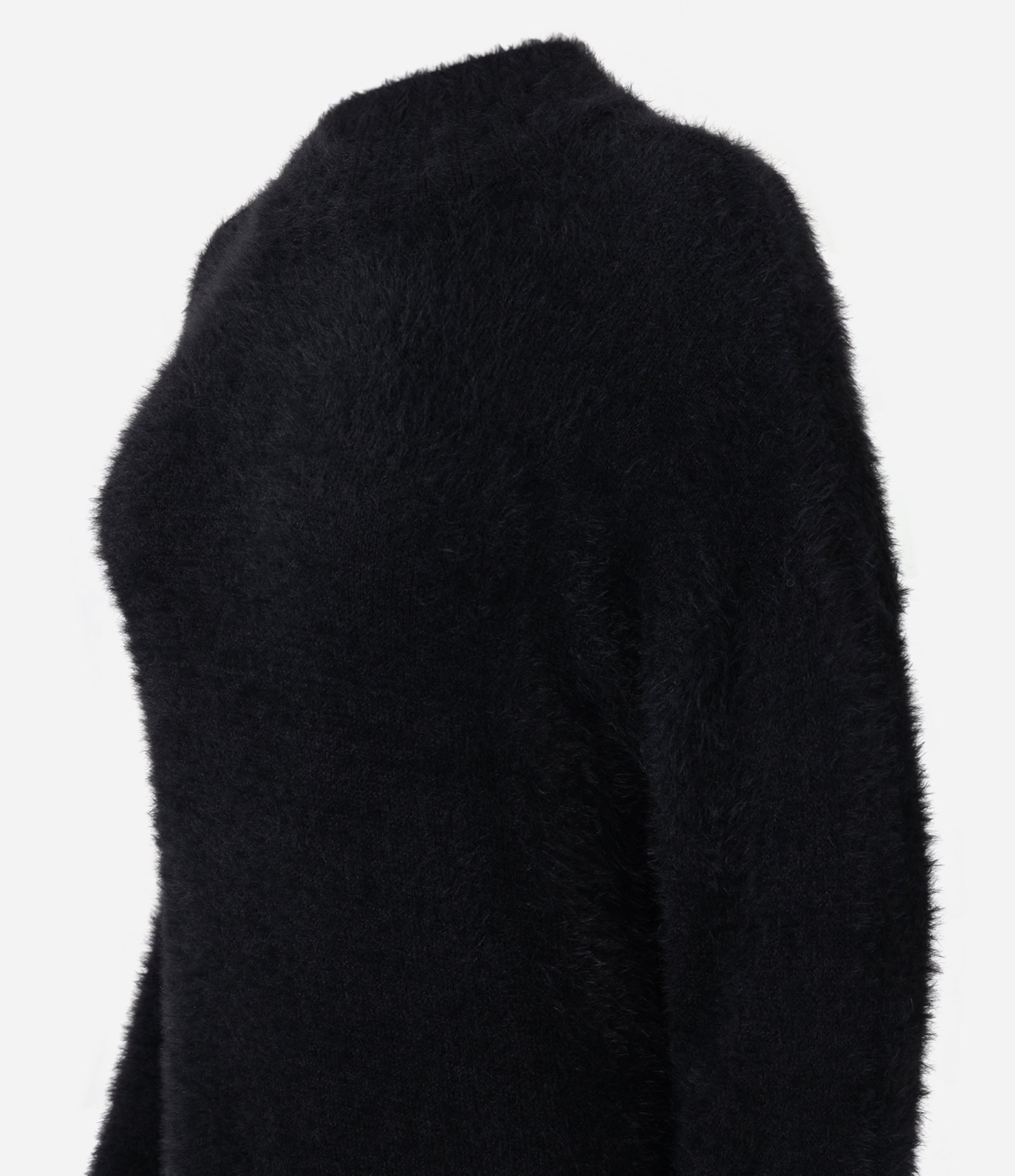 Suéter Slim Alongado em Tricô com Pelinhos Preto 6