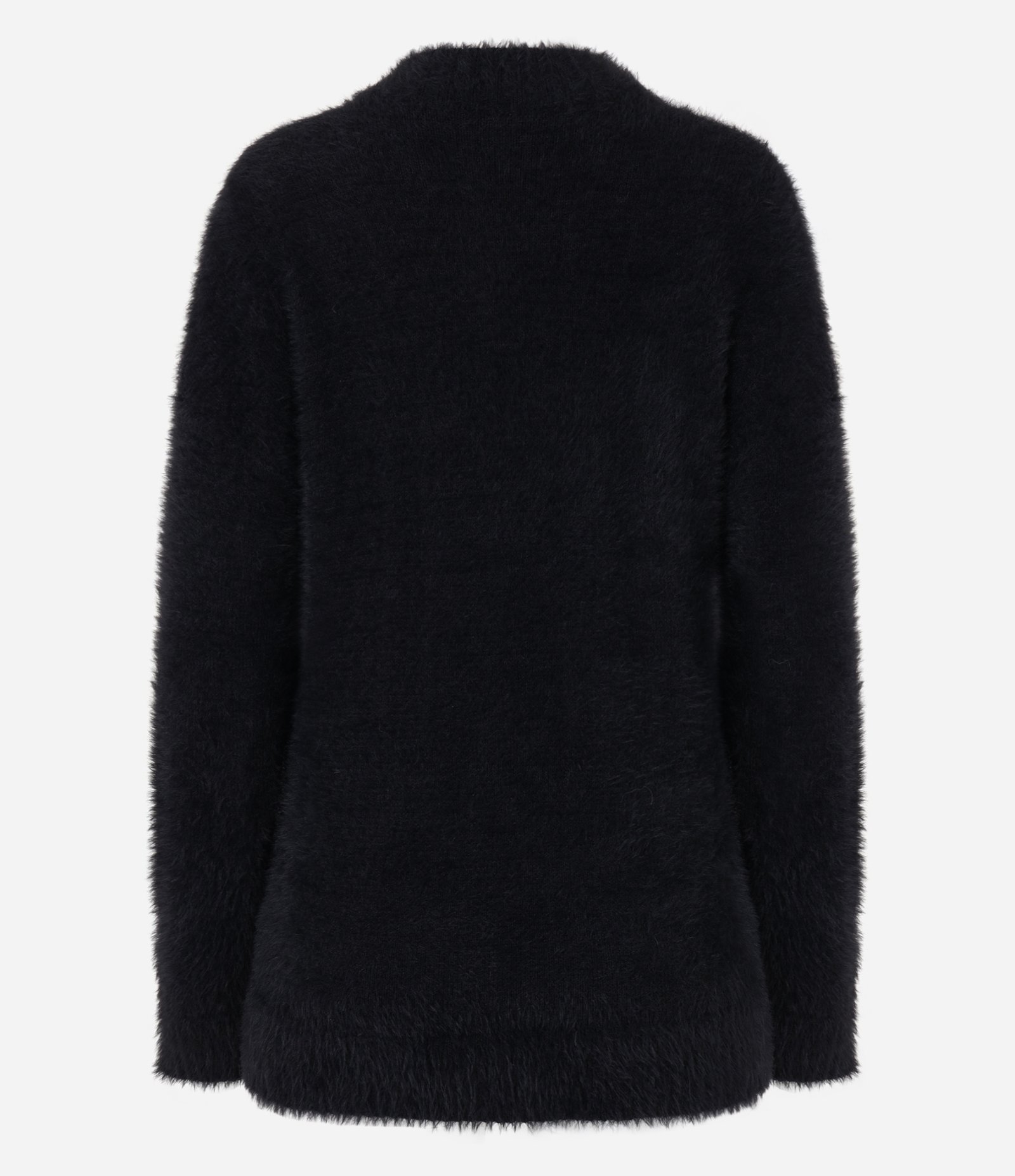 Suéter Slim Alongado em Tricô com Pelinhos Preto 7