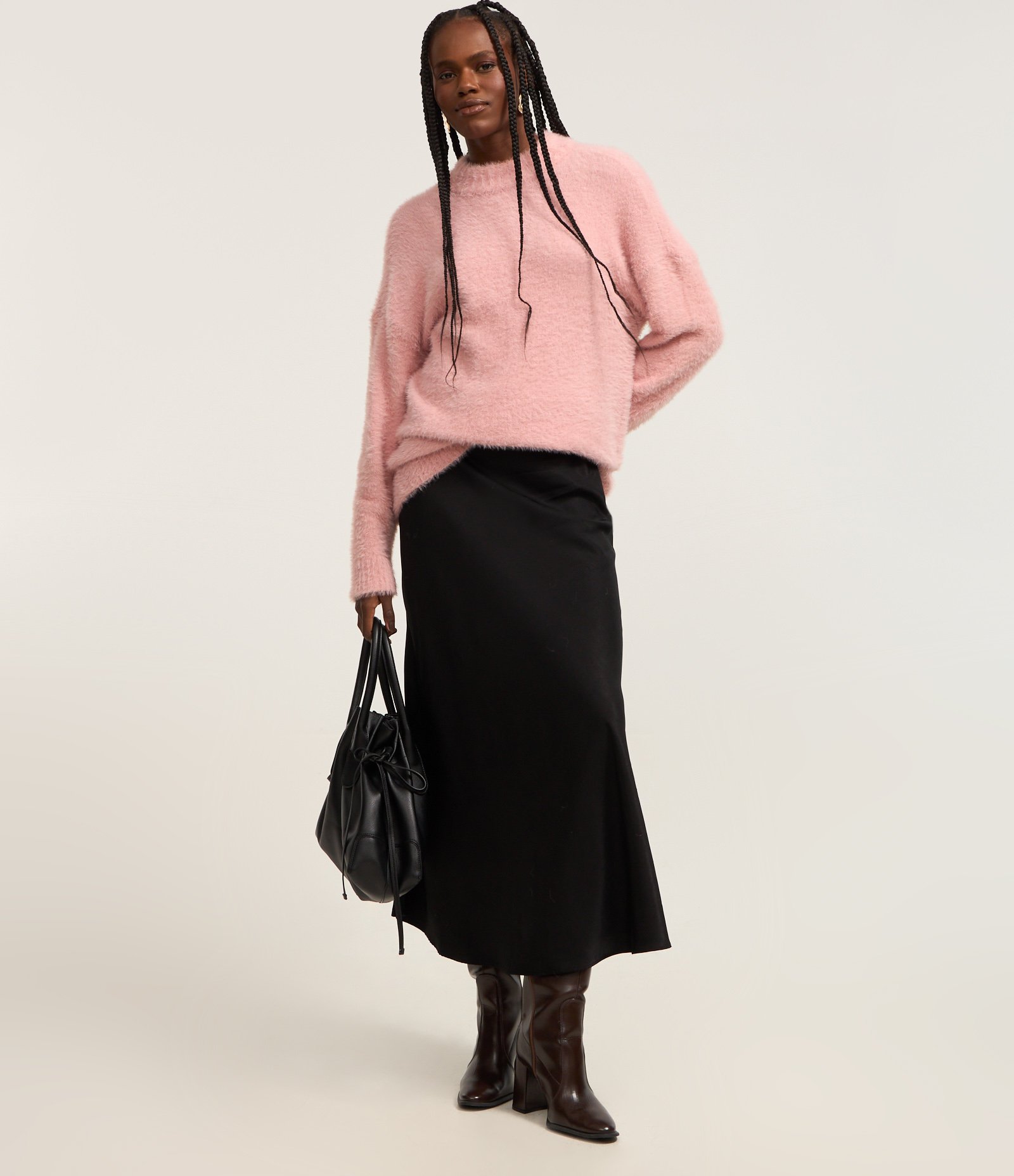 Suéter Slim Alongado em Tricô com Pelinhos 2