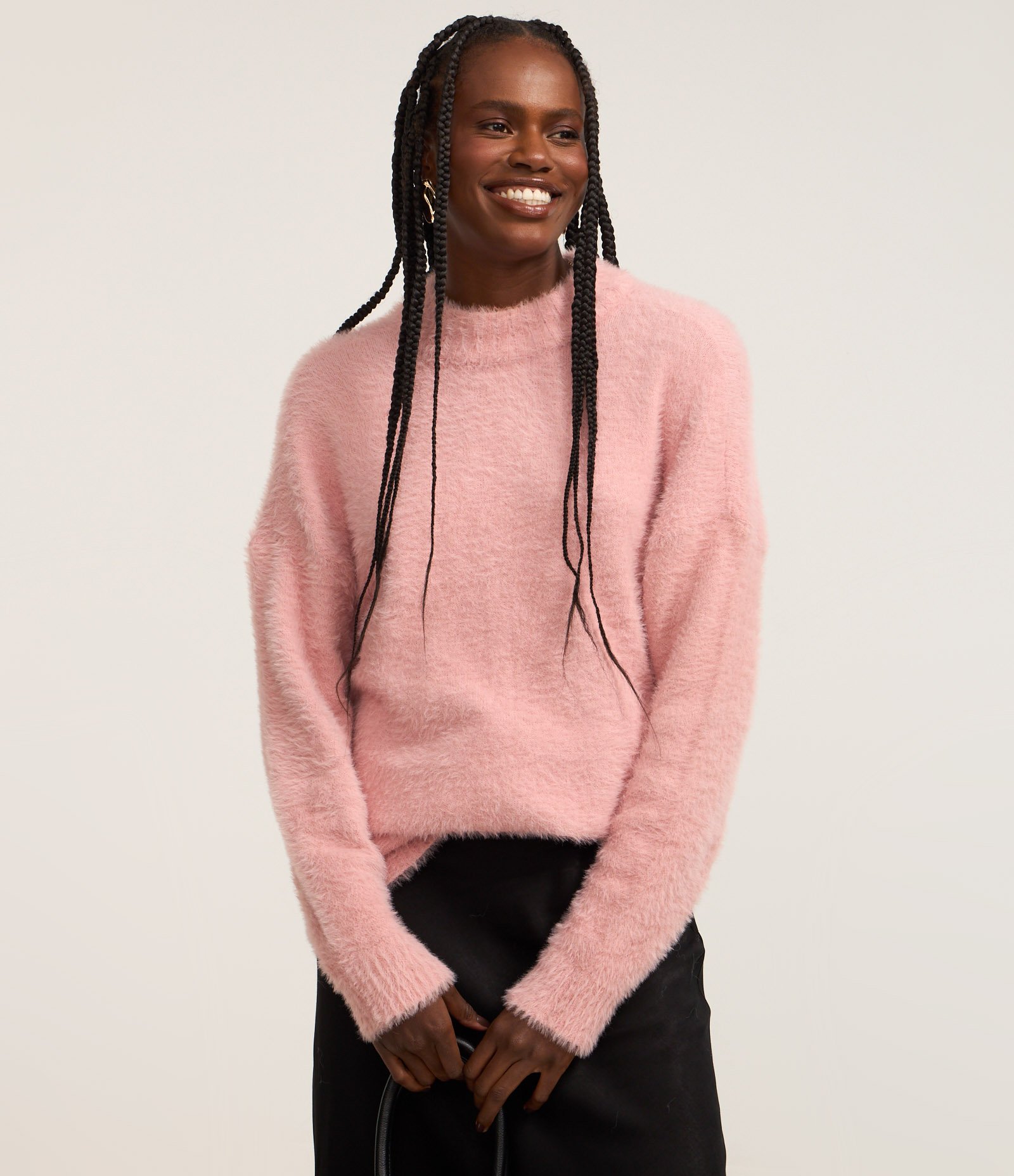 Suéter Slim Alongado em Tricô com Pelinhos 3