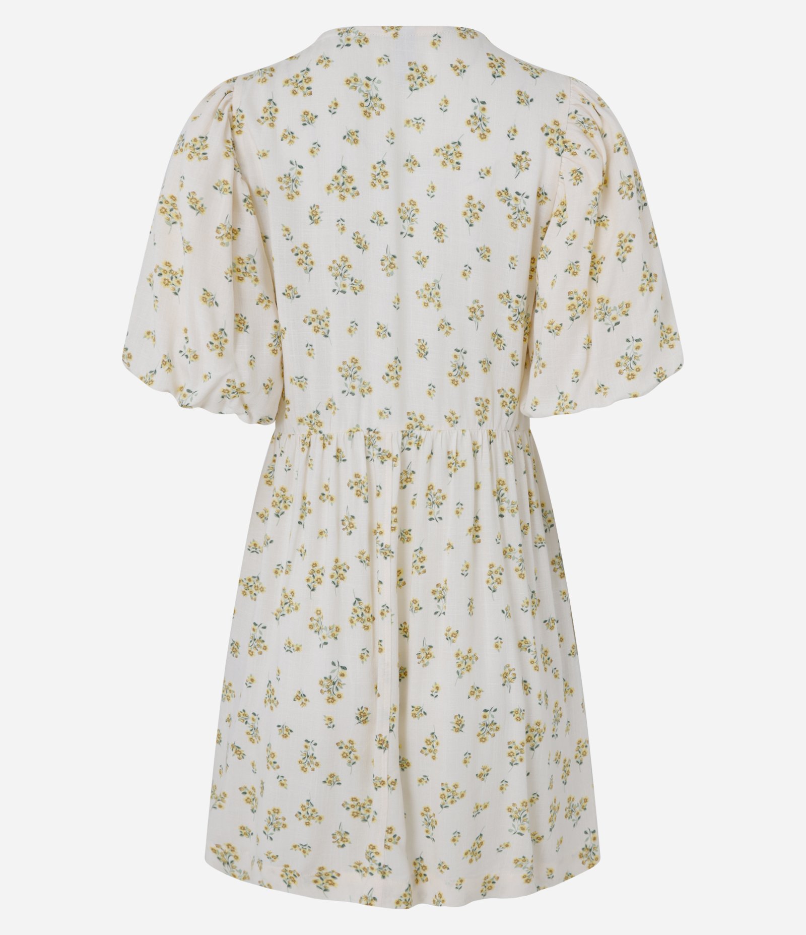 Vestido Curto em Viscose com Manga Bufante e Estampa Floral Off White 6