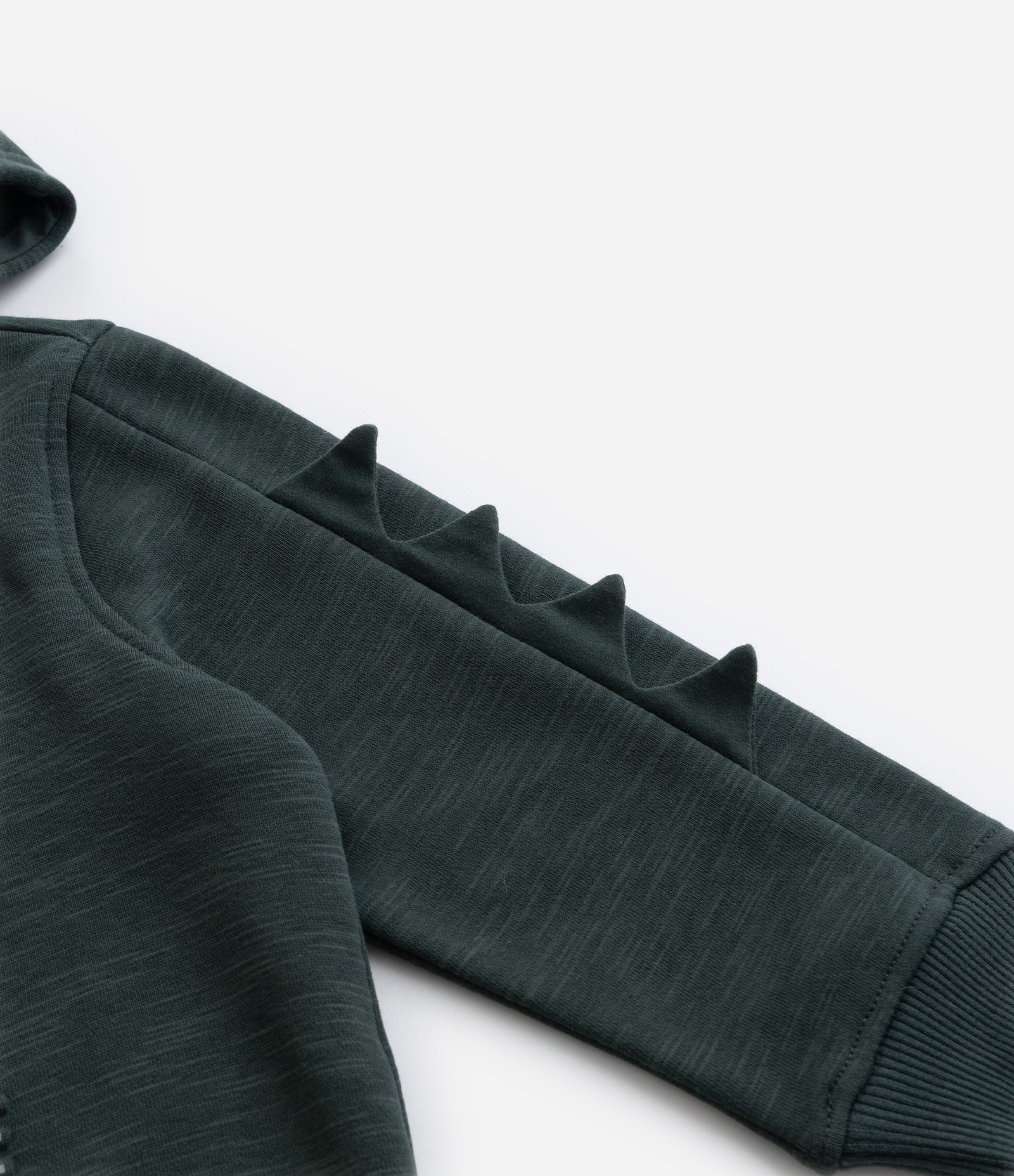 Casaco Infantil Quentinho com Estampa Dinos e Crista 3D - Tam 1 a 5 Anos Verde Escuro 8