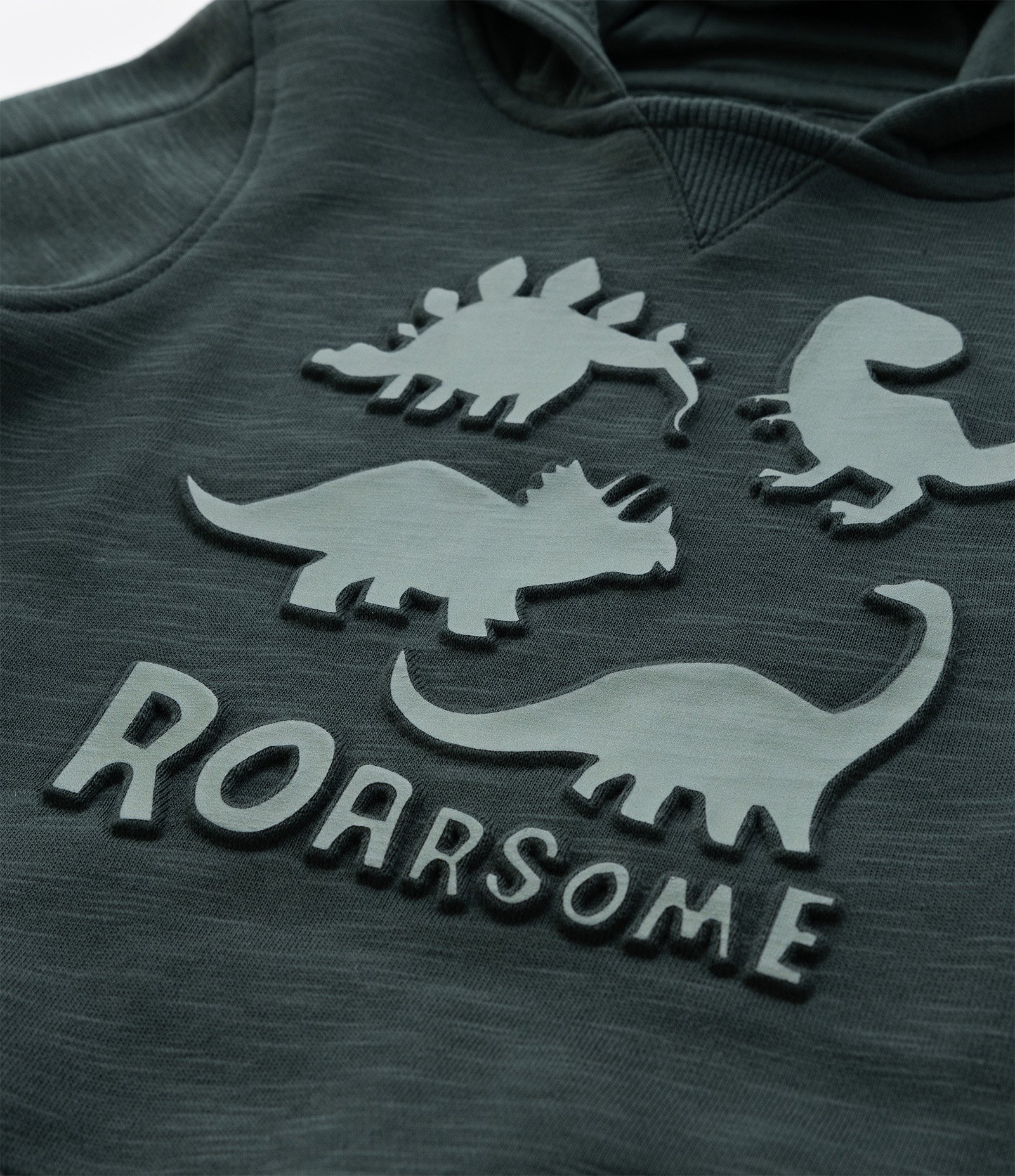 Casaco Infantil Quentinho com Estampa Dinos e Crista 3D - Tam 1 a 5 Anos Verde Escuro 7