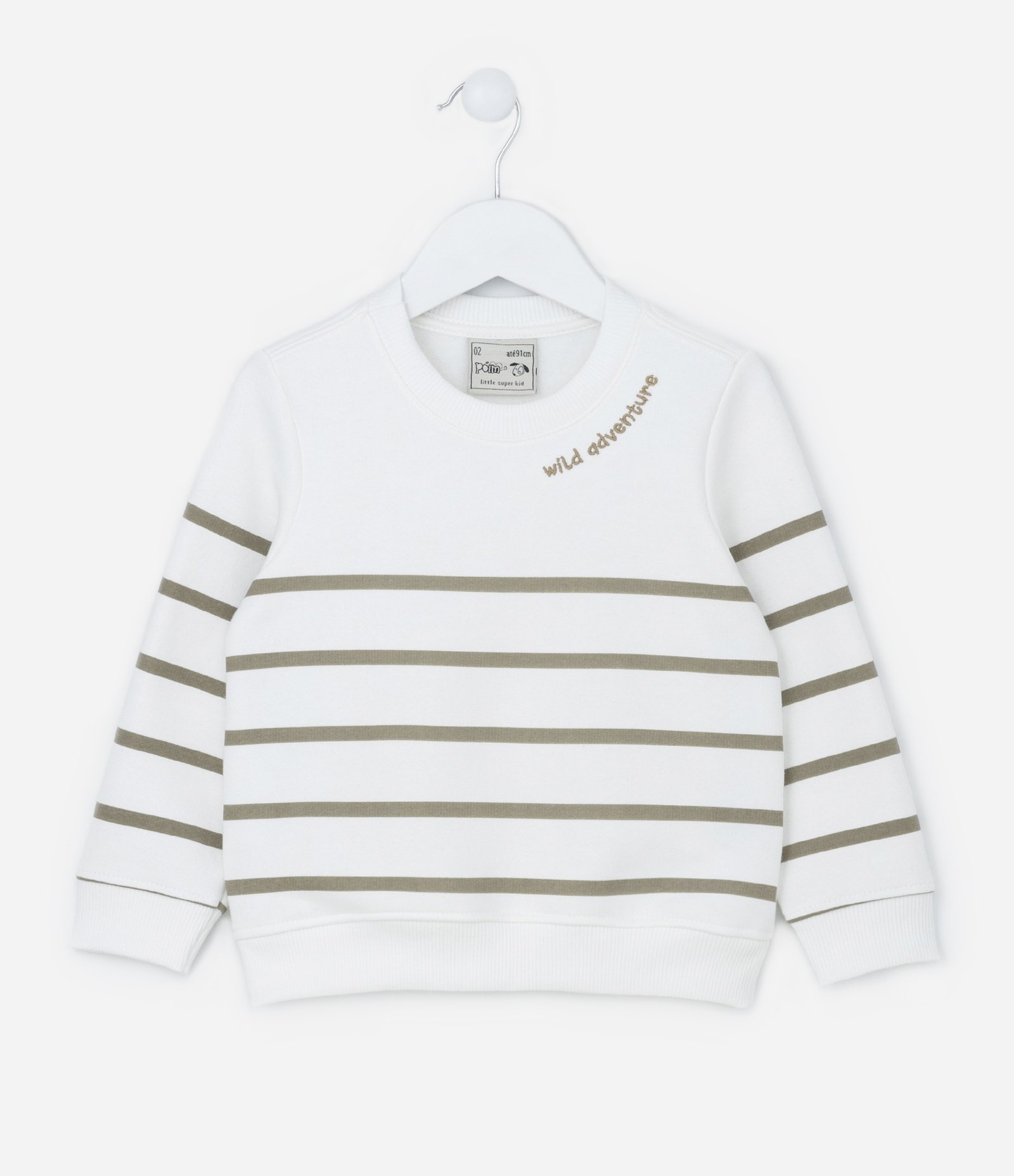 Blusão Infantil Quentinho com Estampa Listrada - Tam 1 a 5 Anos Branco 1