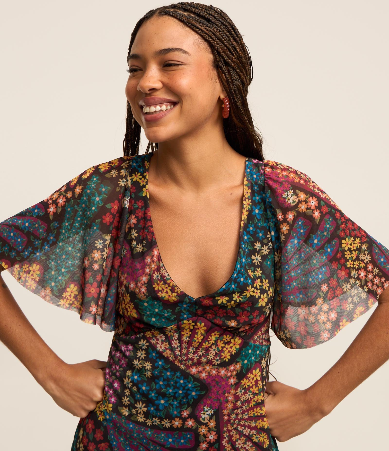 Vestido Curto em Tule com Estampa de Frutinhas Multicores 3