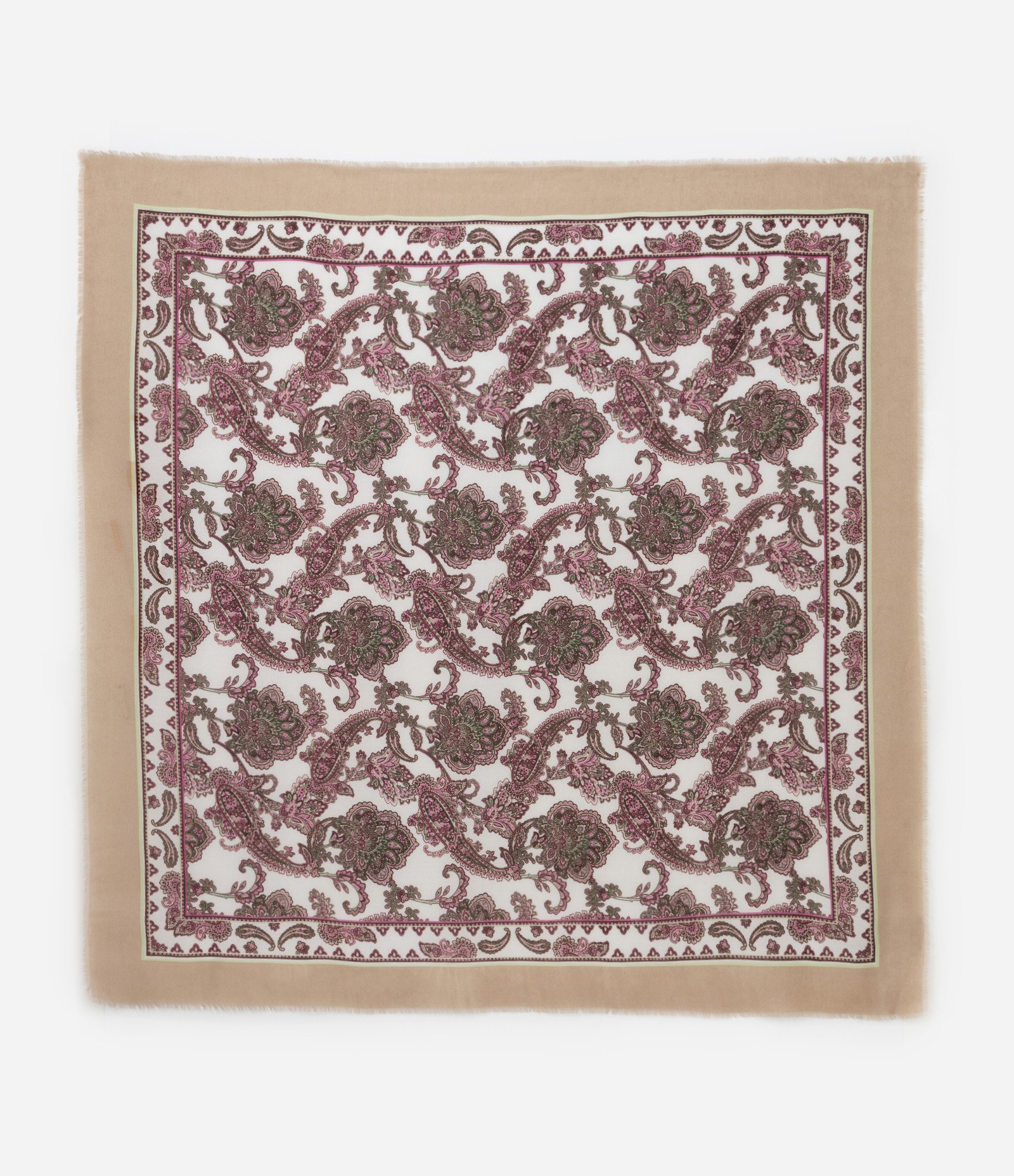 Lenço Flanela com Estampa Arabescos Bege 1