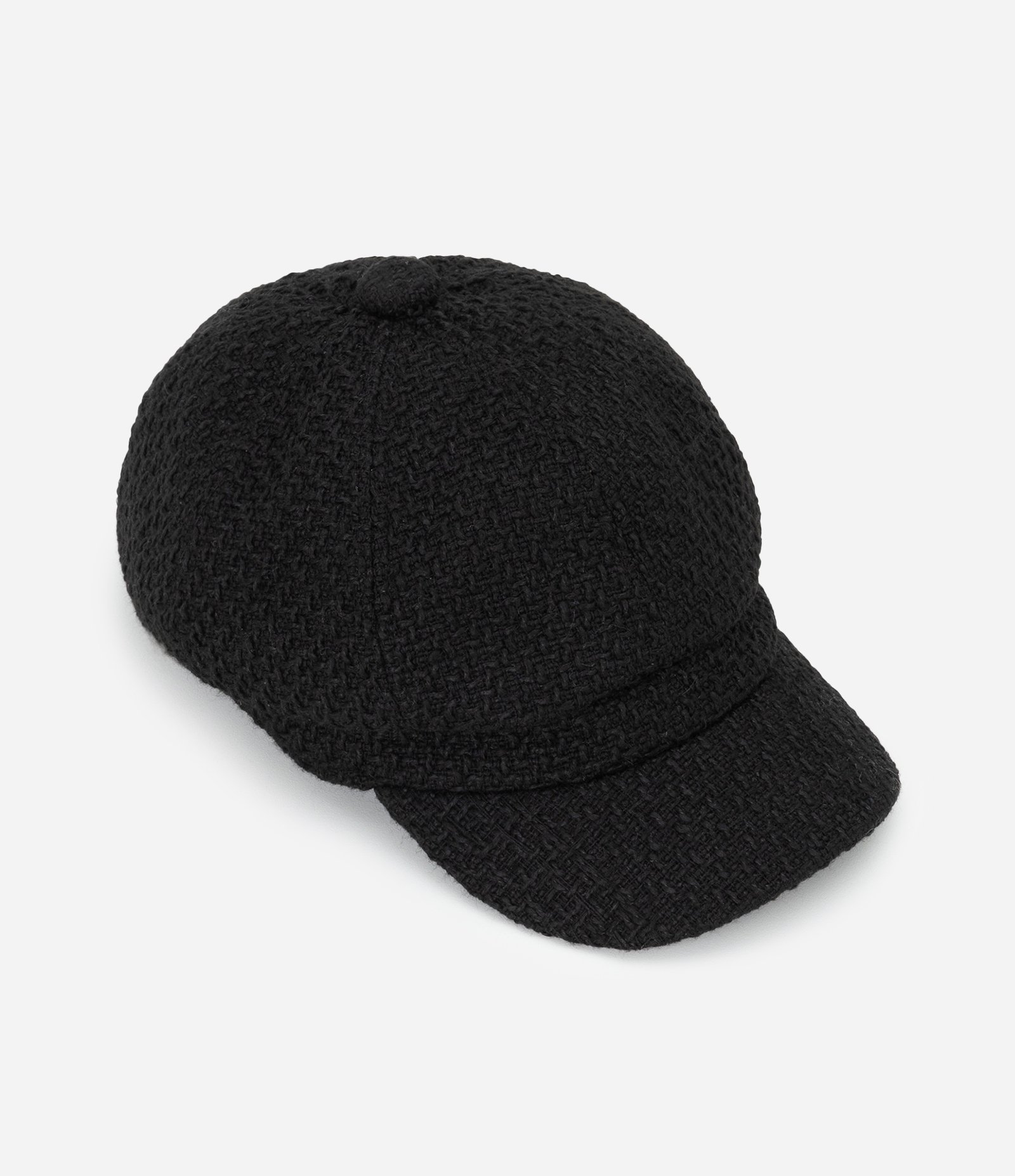 Boina em Tweed com Aba Curva Preto 1