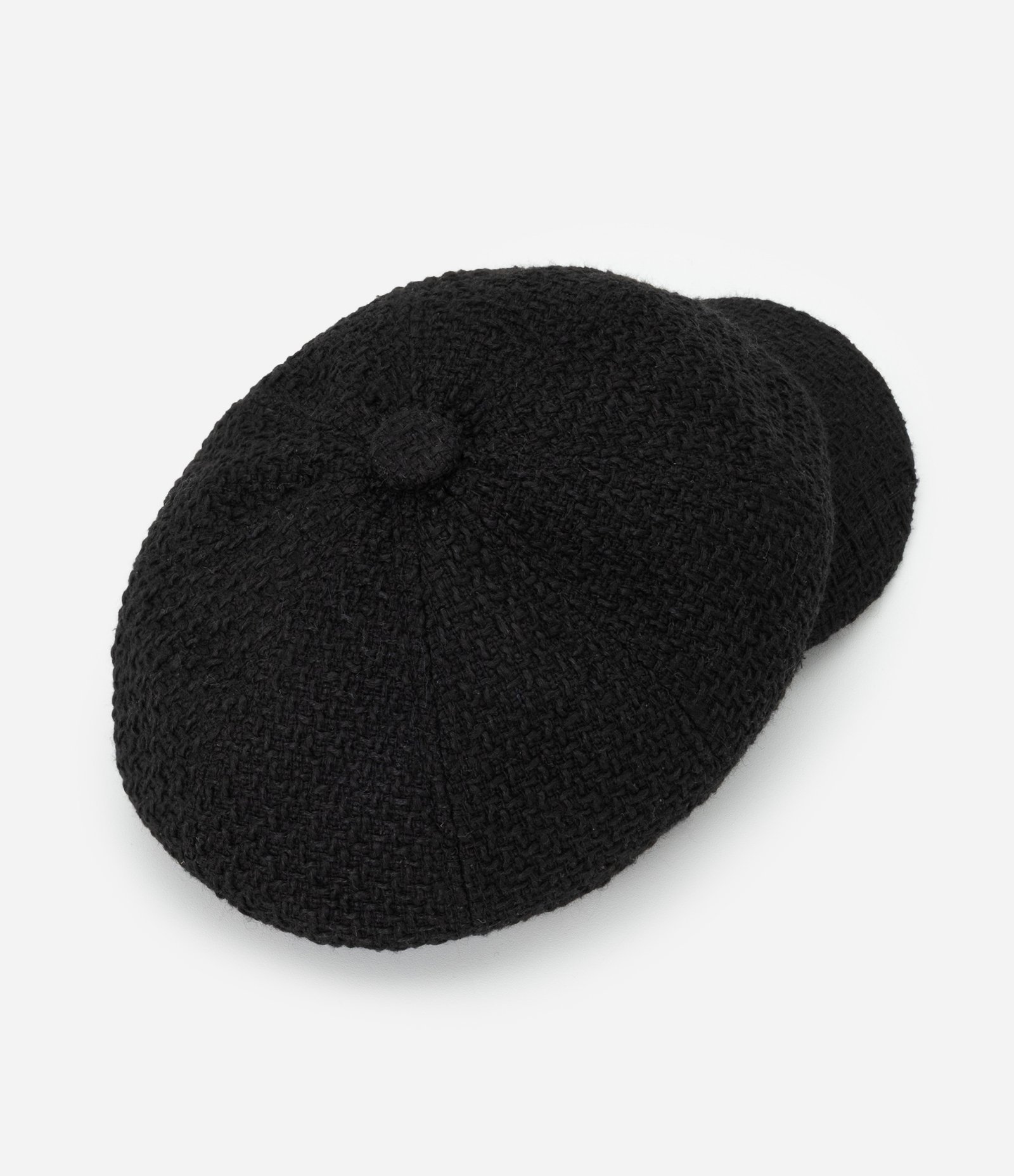 Boina em Tweed com Aba Curva Preto 2