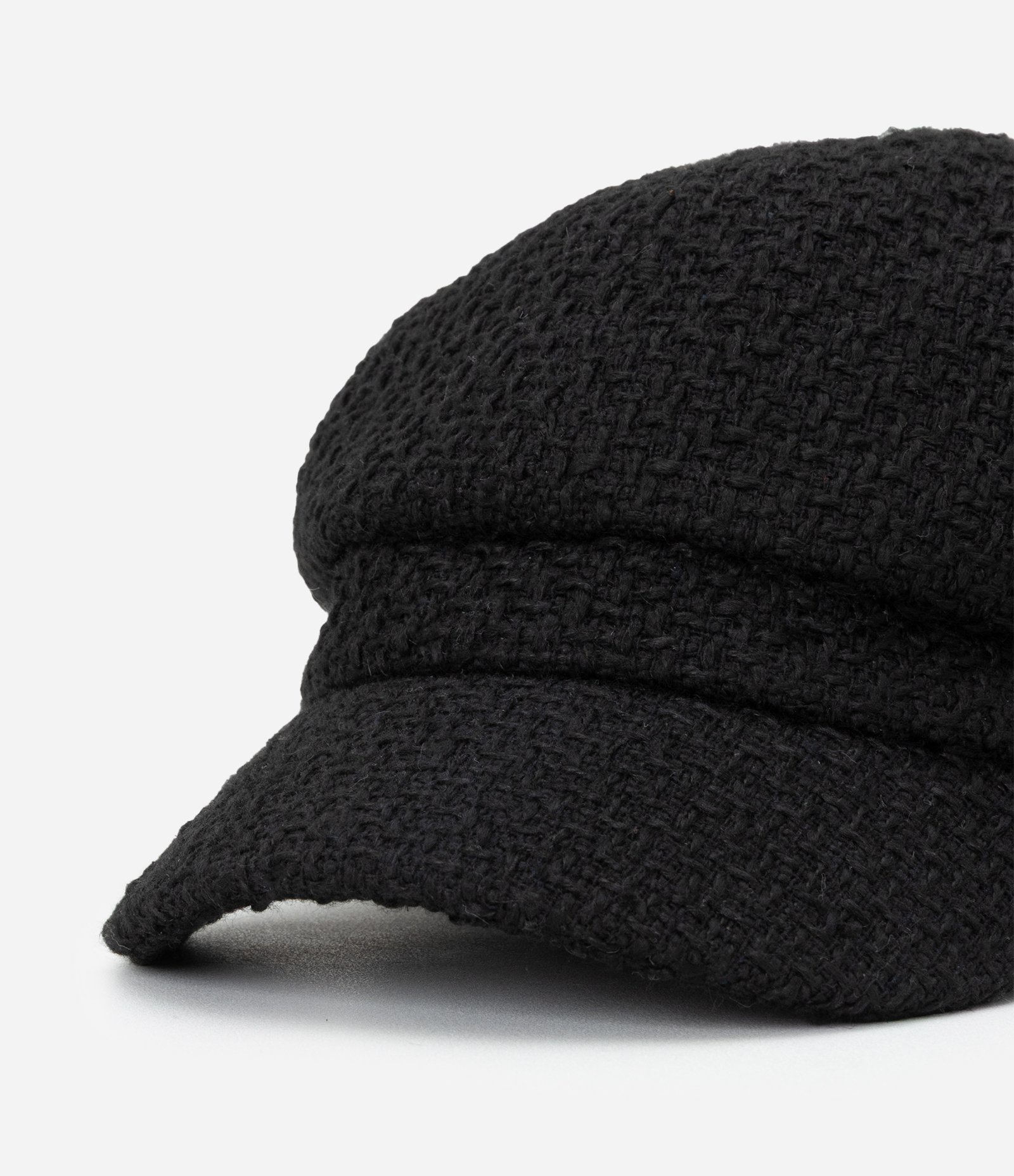 Boina em Tweed com Aba Curva Preto 4