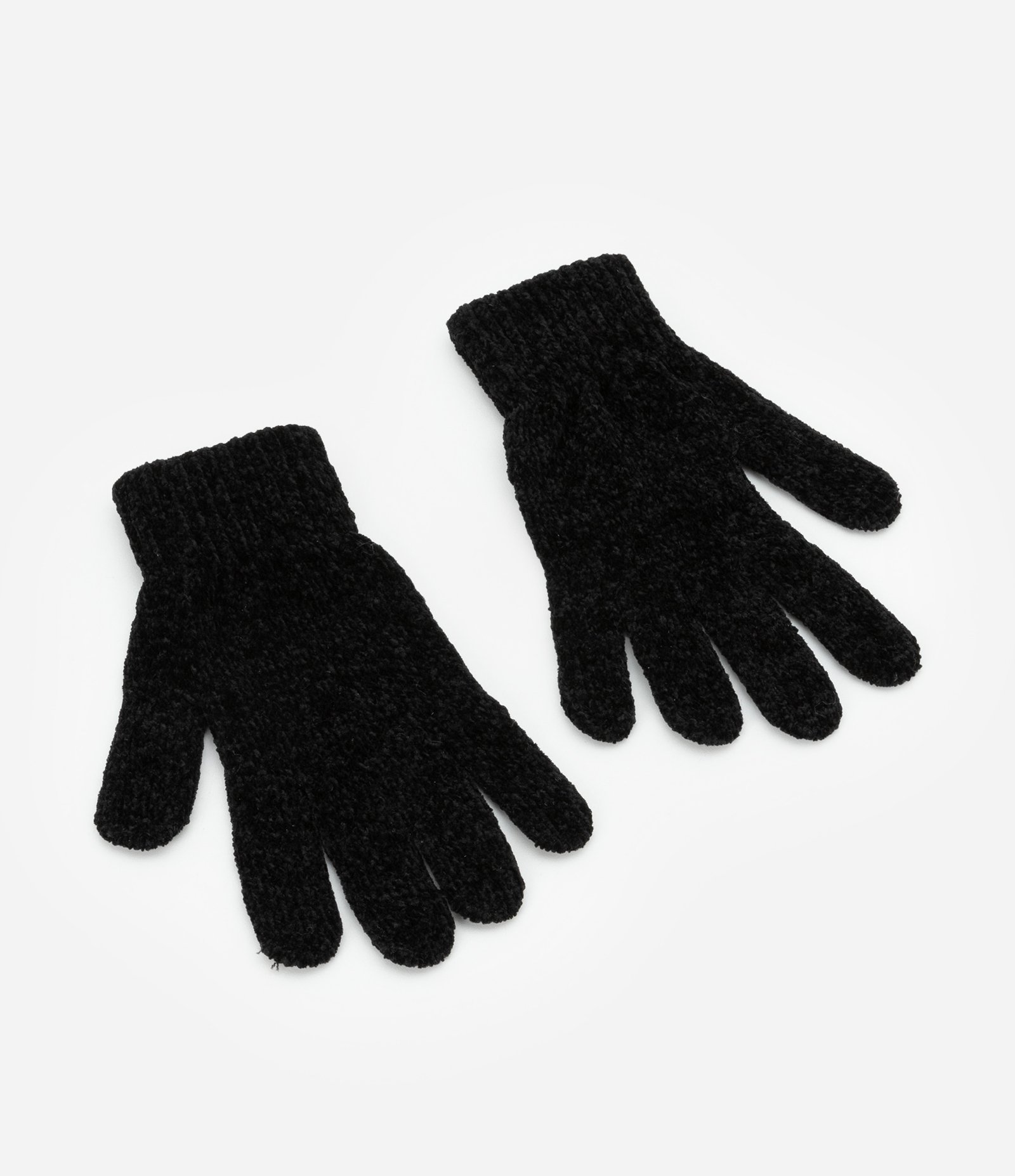 Luva Dedo Longo em Chenille Preto 3