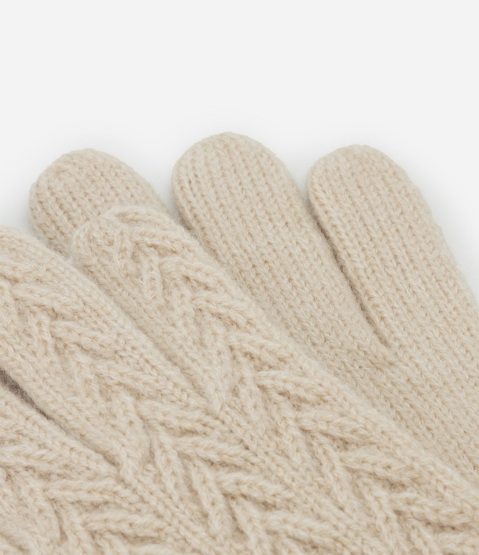 Luva em Tricot com Textura Bege 3