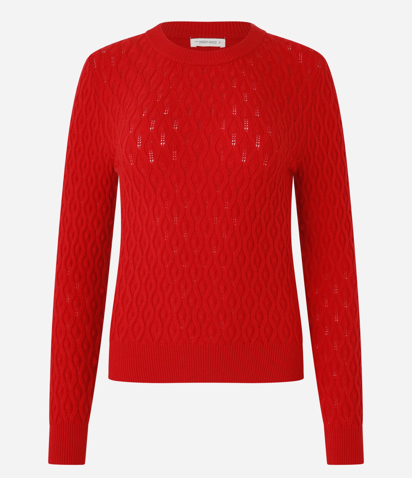 Blusa em Tricô com Textura de Ondinhas Vermelho 1