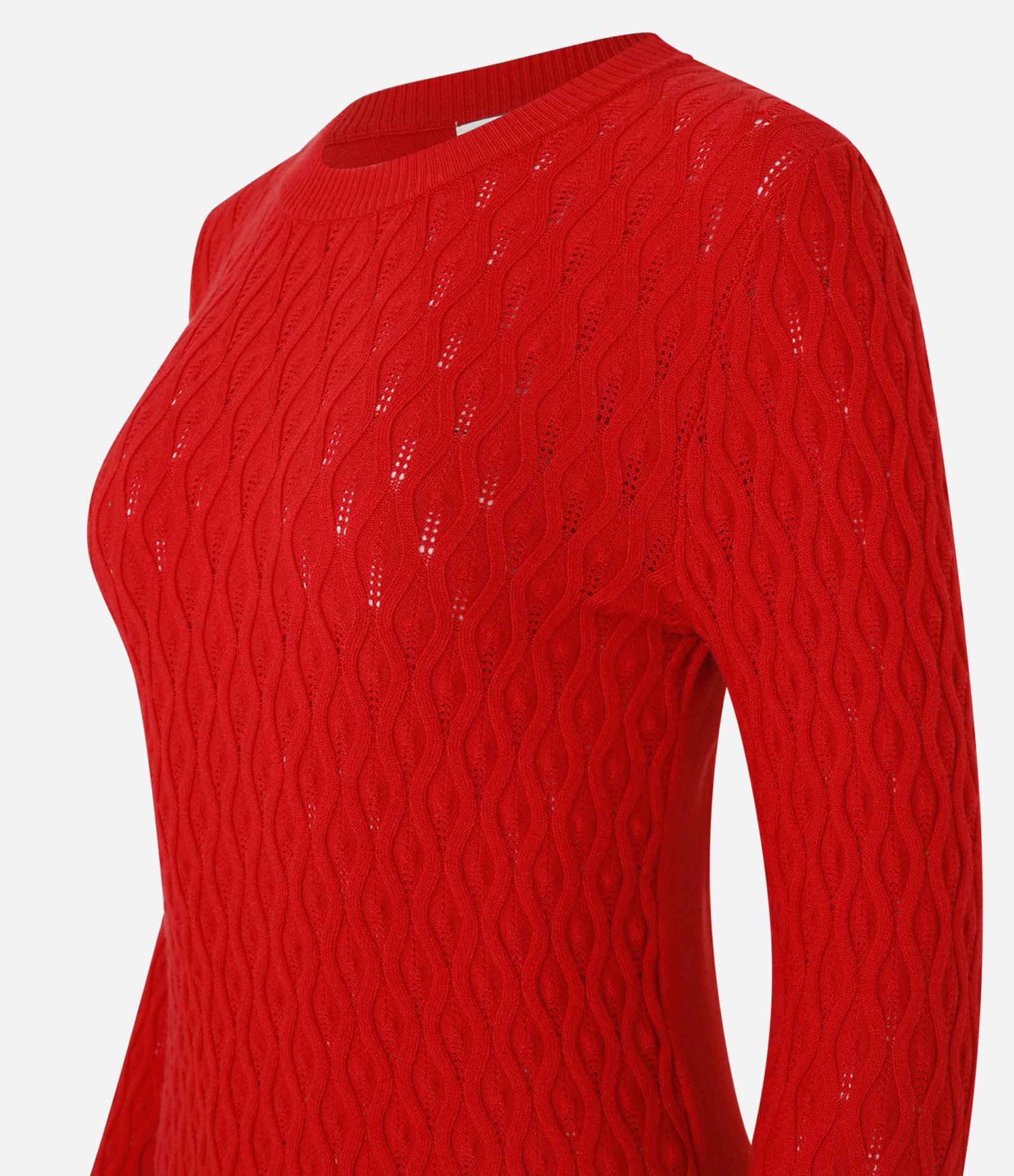 Blusa em Tricô com Textura de Ondinhas Vermelho 2