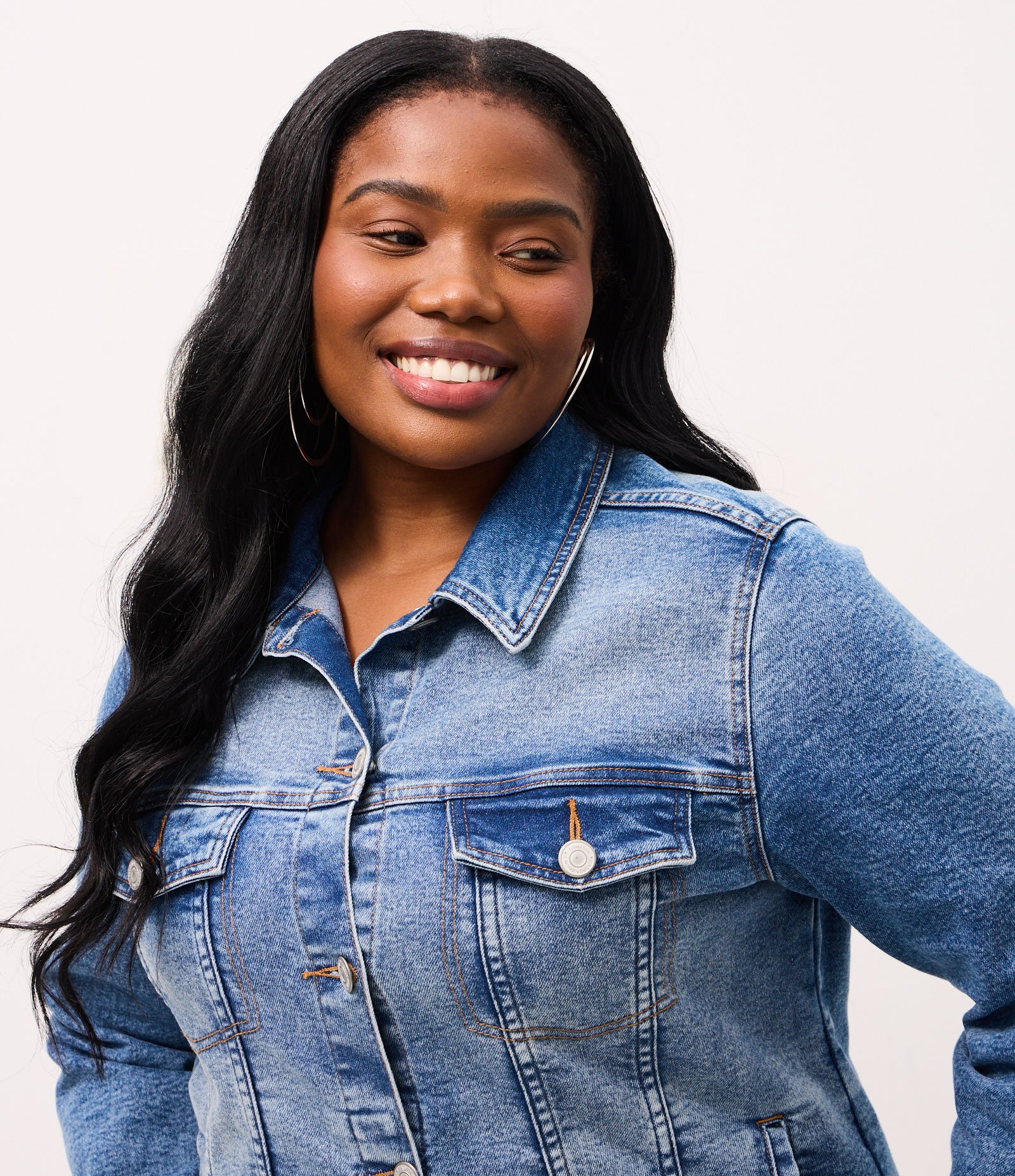 Jaqueta Básica em Jeans Estonado Curve & Plus Size Azul 3