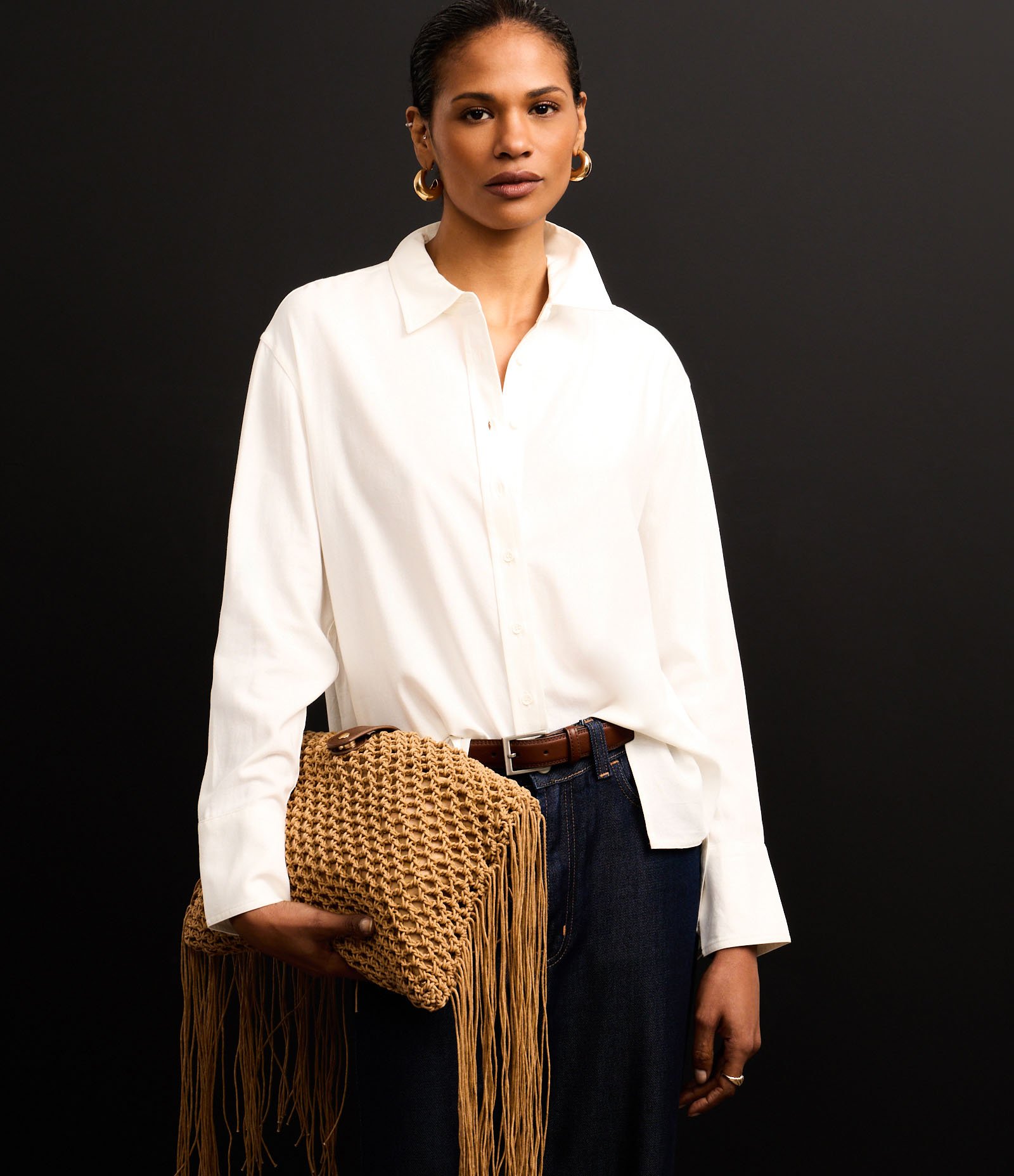 Camisa Básica em Viscolinho com Abotoamento Branco Neve 6