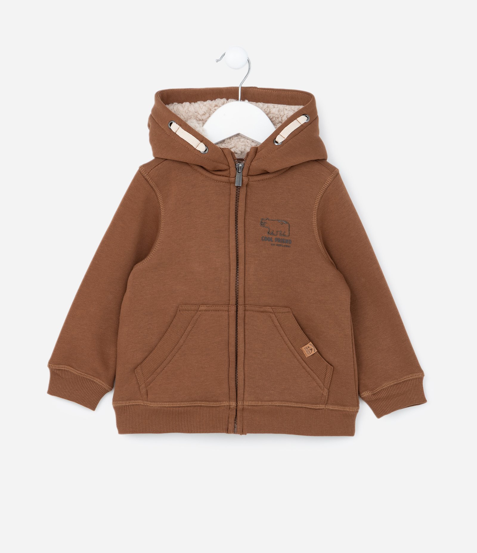 Casaco Infantil com Capuz e Forro de Sherpa - Tam 1 a 5 anos Marrom 1