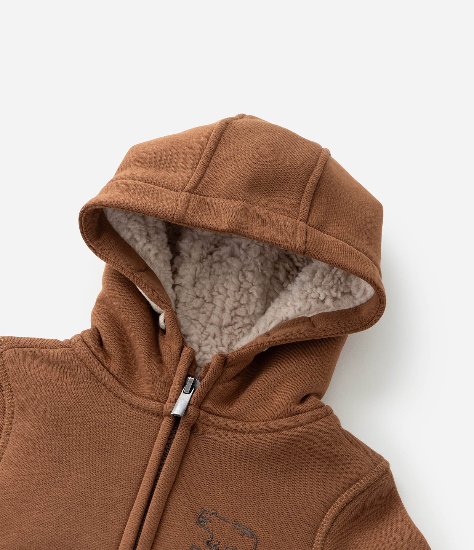 Casaco Infantil com Capuz e Forro de Sherpa - Tam 1 a 5 anos Marrom 6