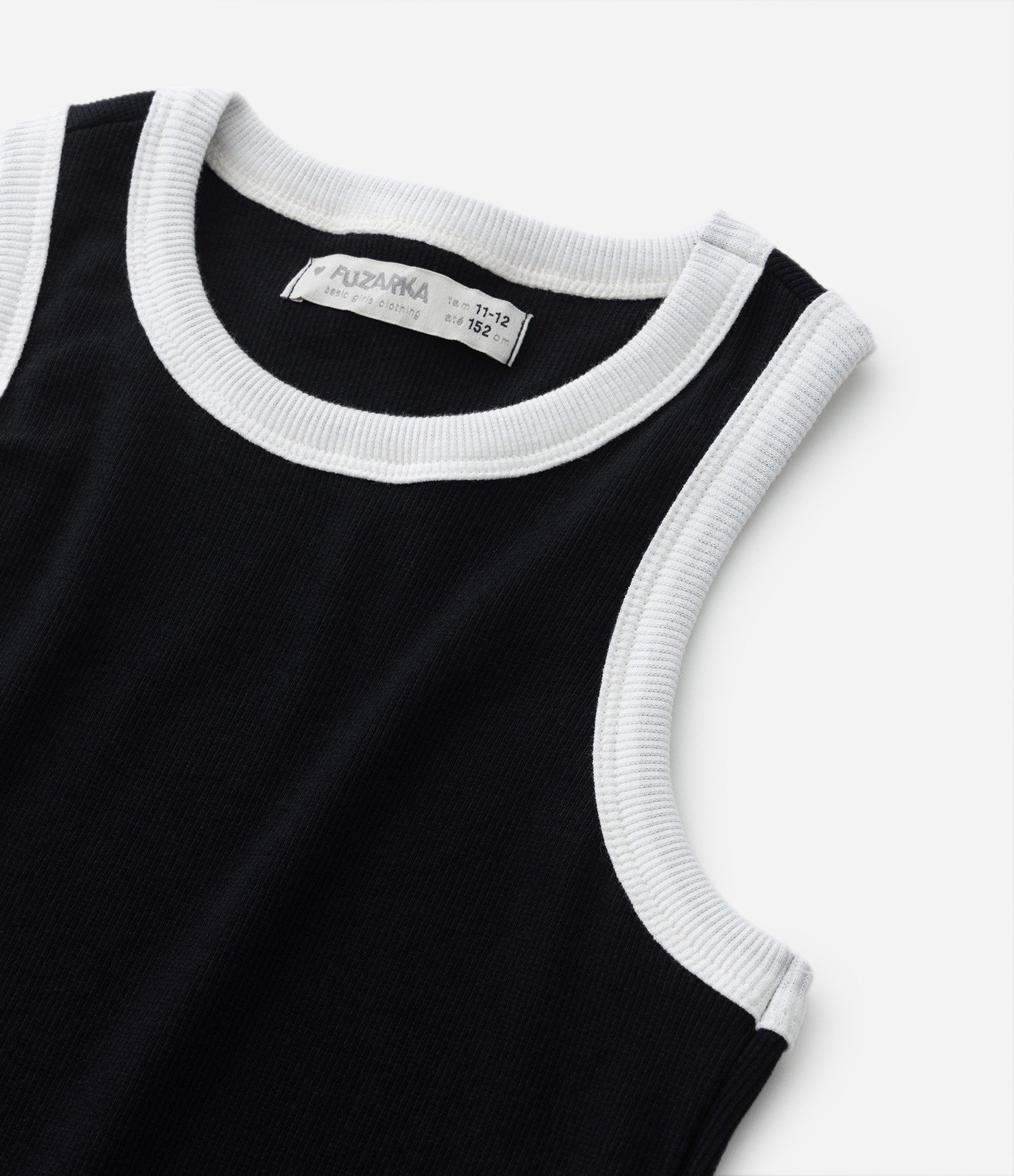 Vestido Infantil Canelado com Viés Contrastante - Tam 7 a 14 Anos Preto 4