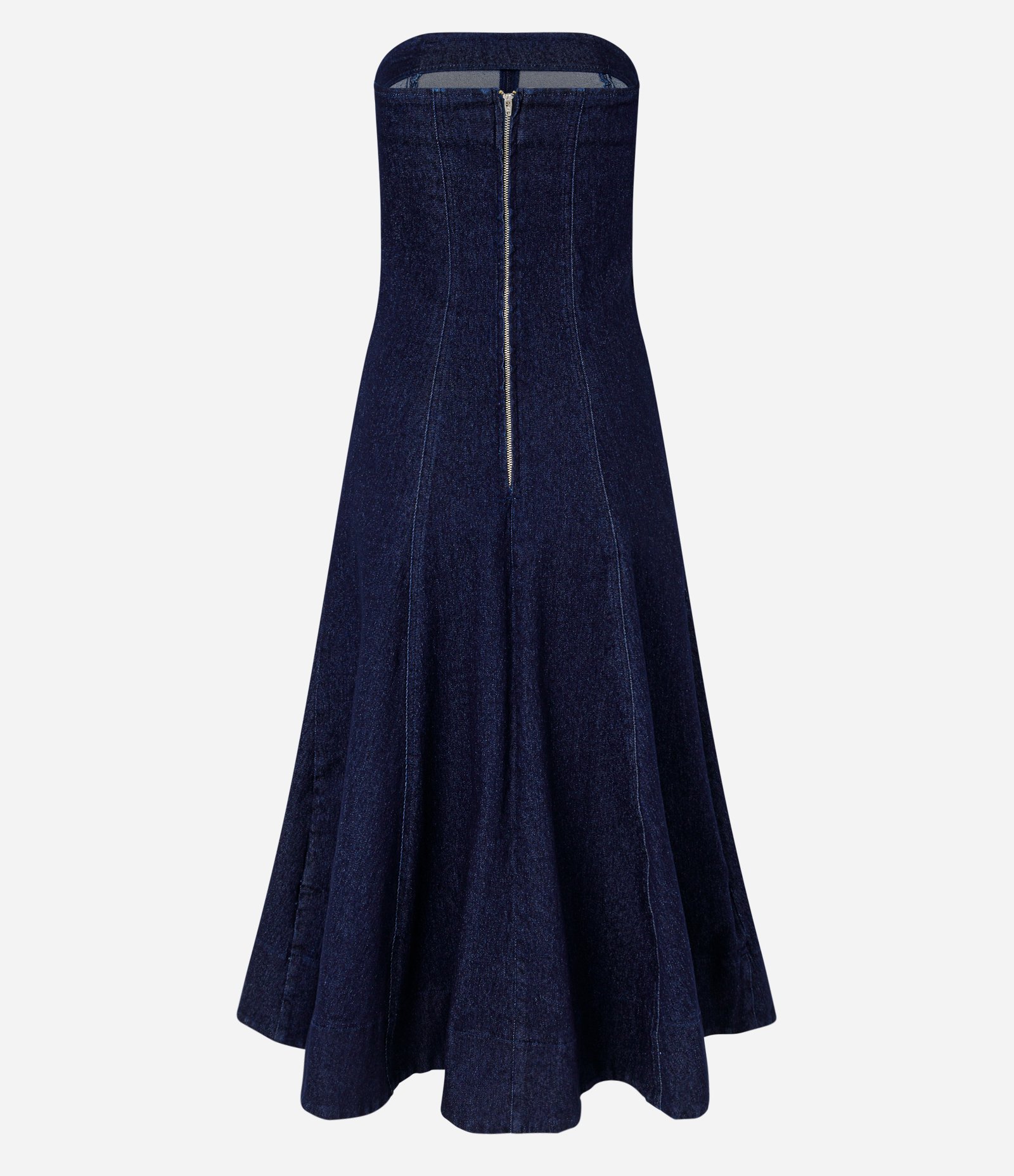 Vestido Evasê New Midi em Jeans Tomara Que Caia Jeans Escuro 6