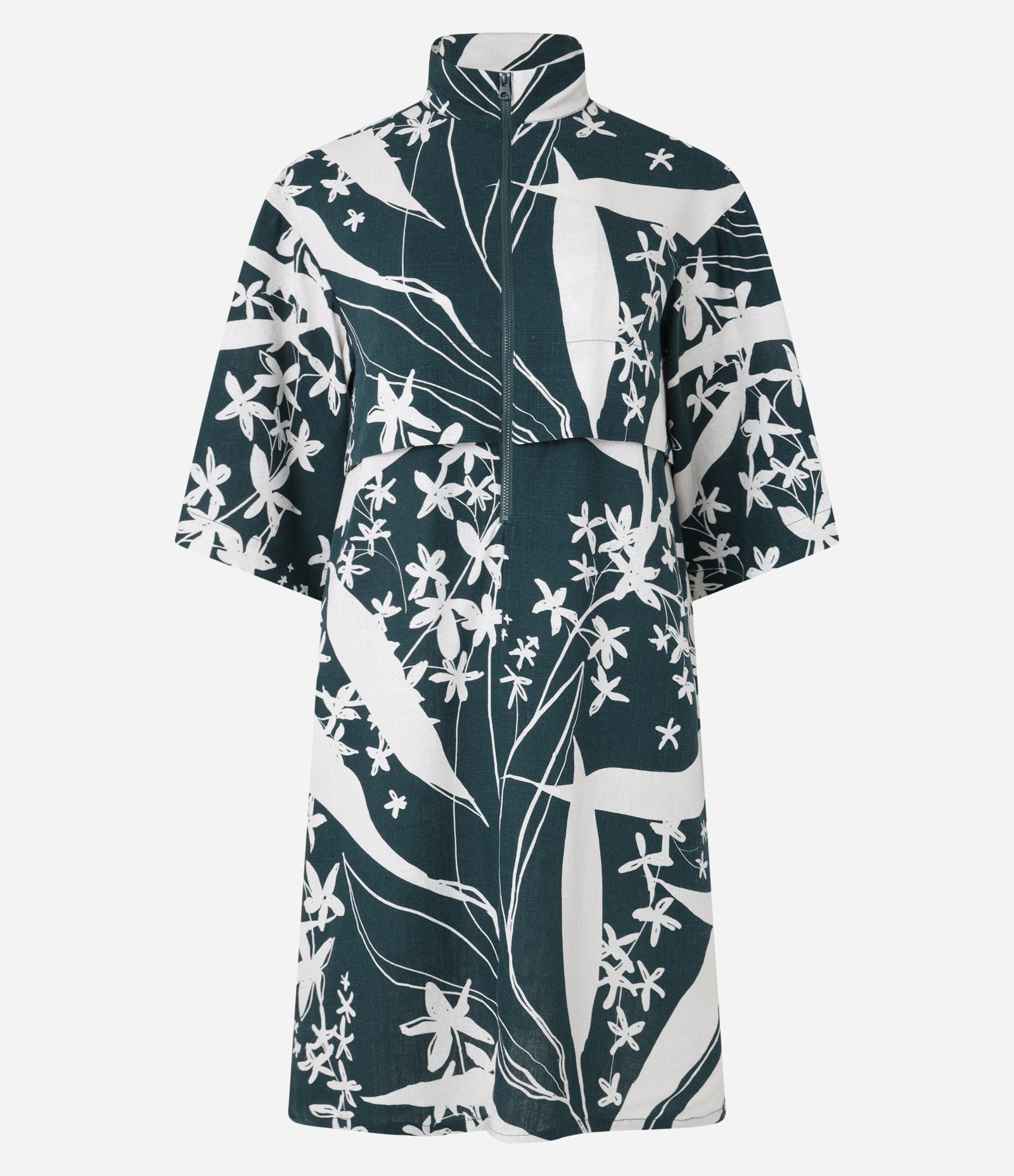 Vestido Curto em Viscolinho com Estampa Floral Verde 5