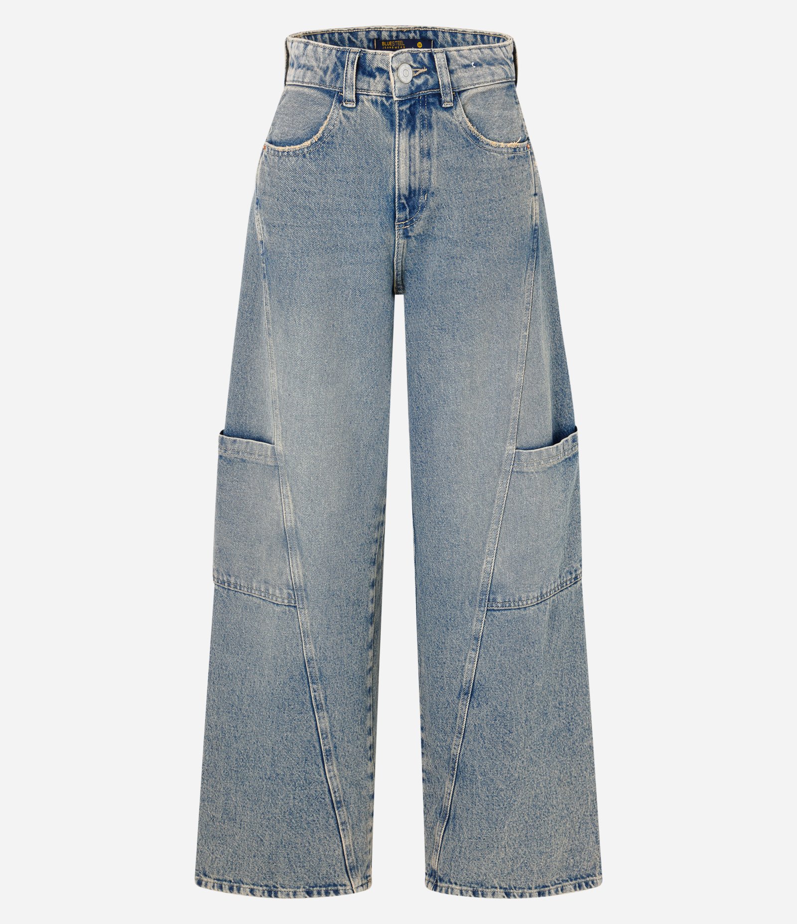 Calça Wide Leg em Jeans com Bolsos Laterais 1