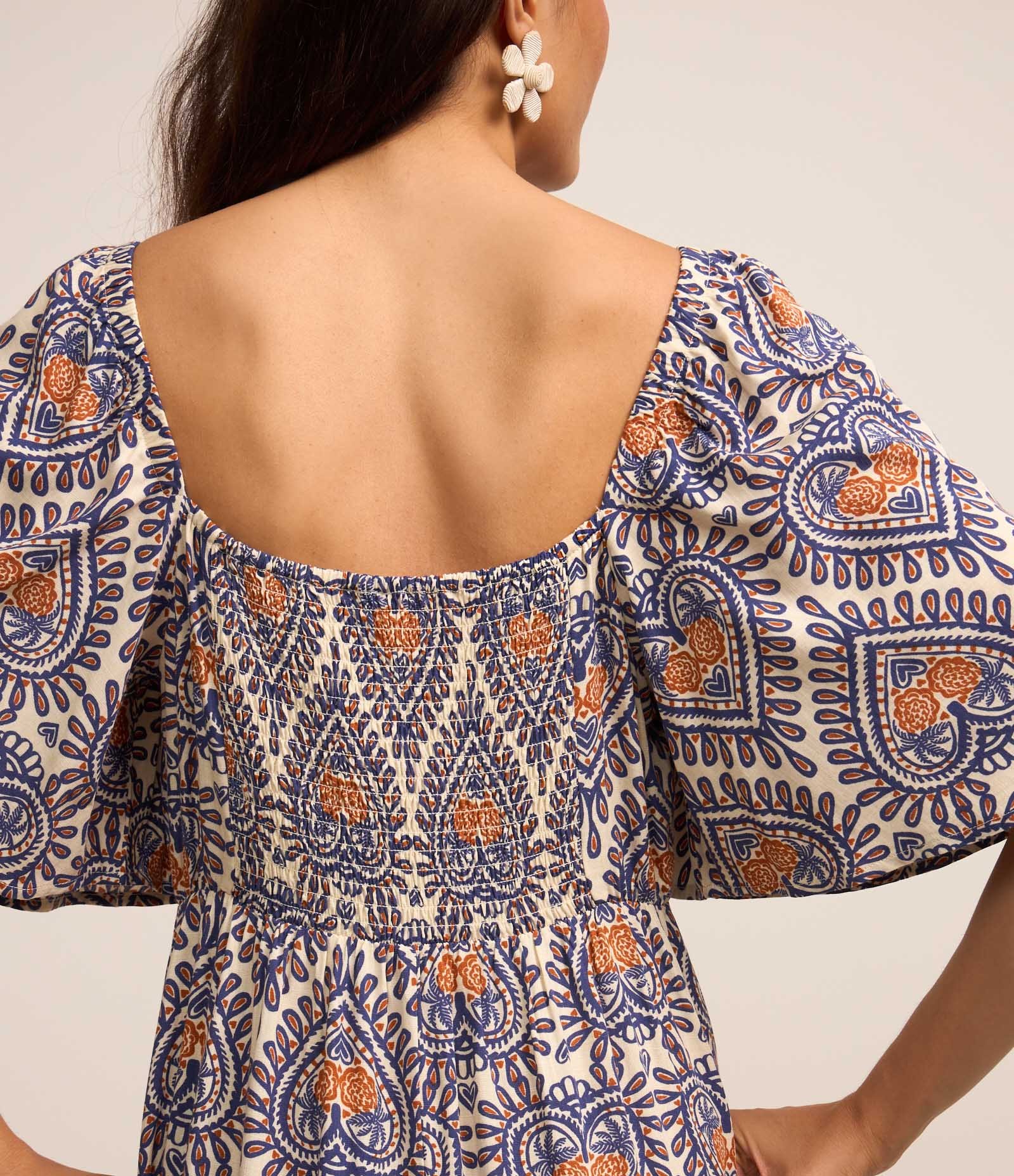 Vestido Long Midi em Viscose com Estampa de Abacaxi e Manga Evasê Multicores 4