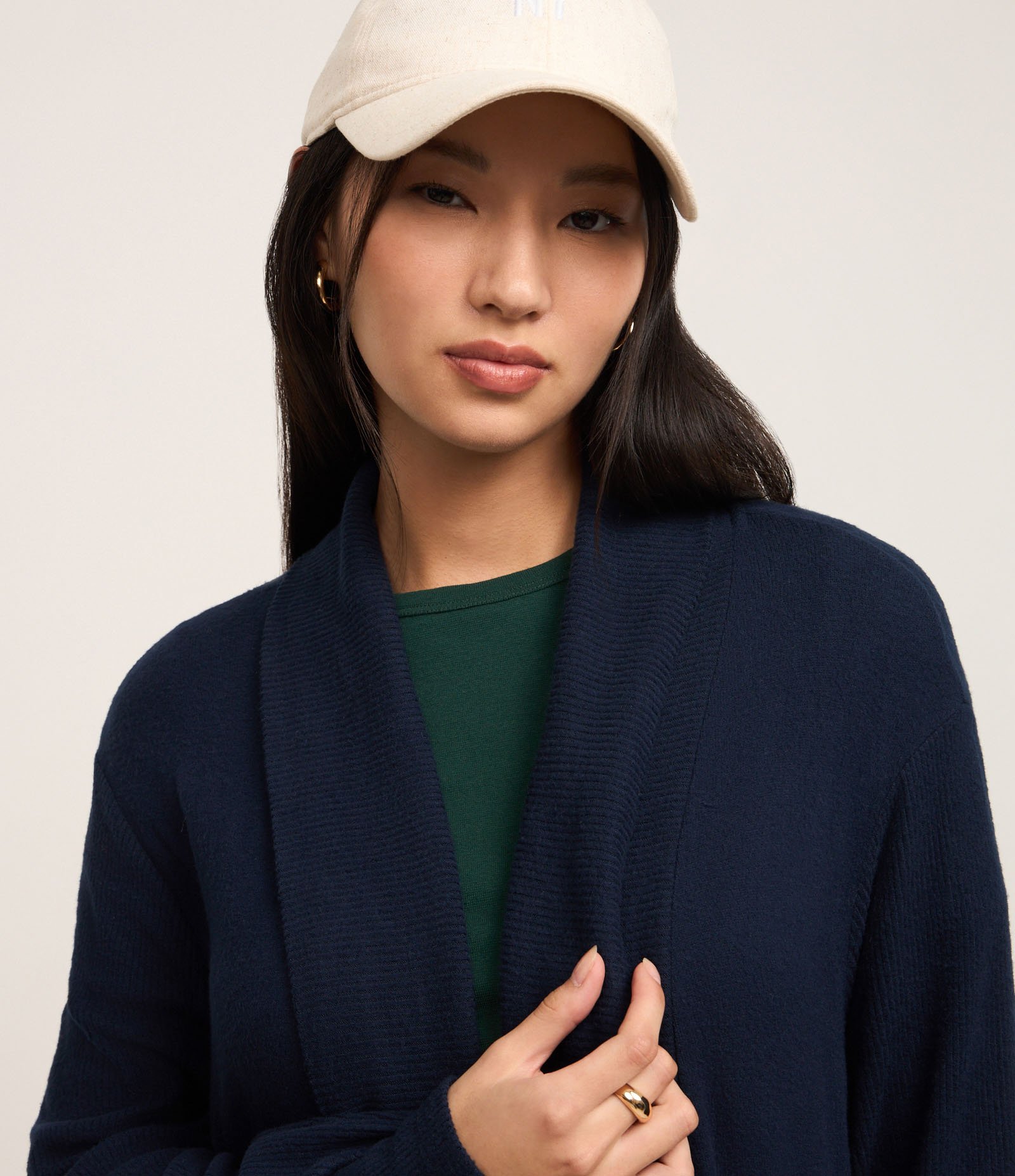 Cardigan Básico Longo em Tricô com Abertura Total Azul Marinho 5